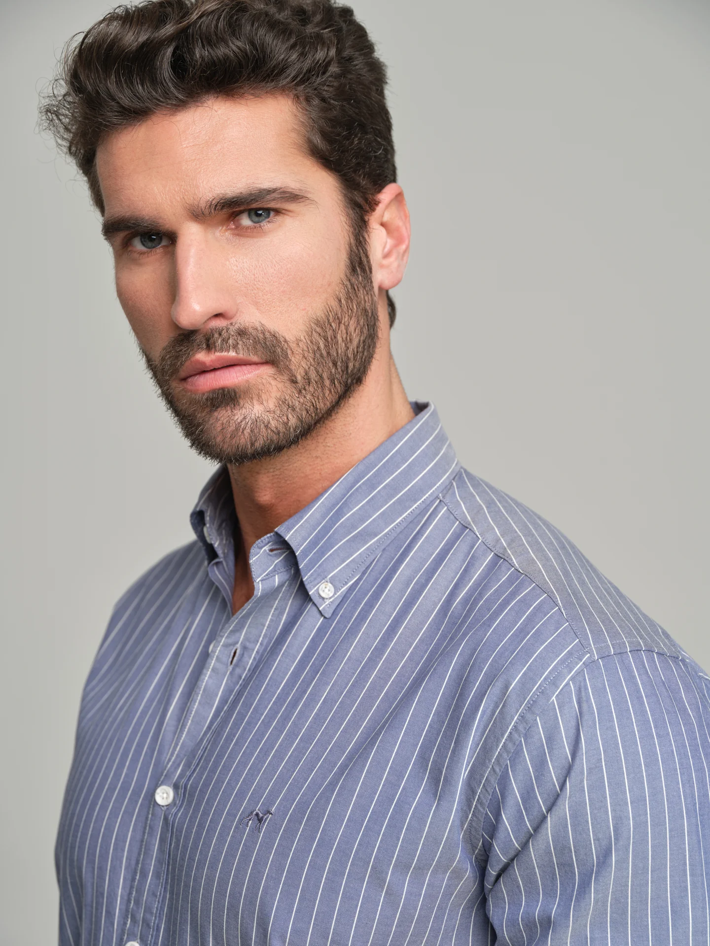 Slim fit casual striped Elton BCI Cotton shirt - Image 4