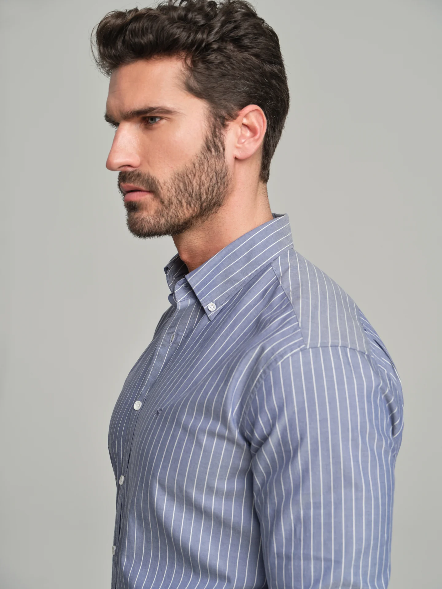Slim fit casual striped Elton BCI Cotton shirt - Image 7