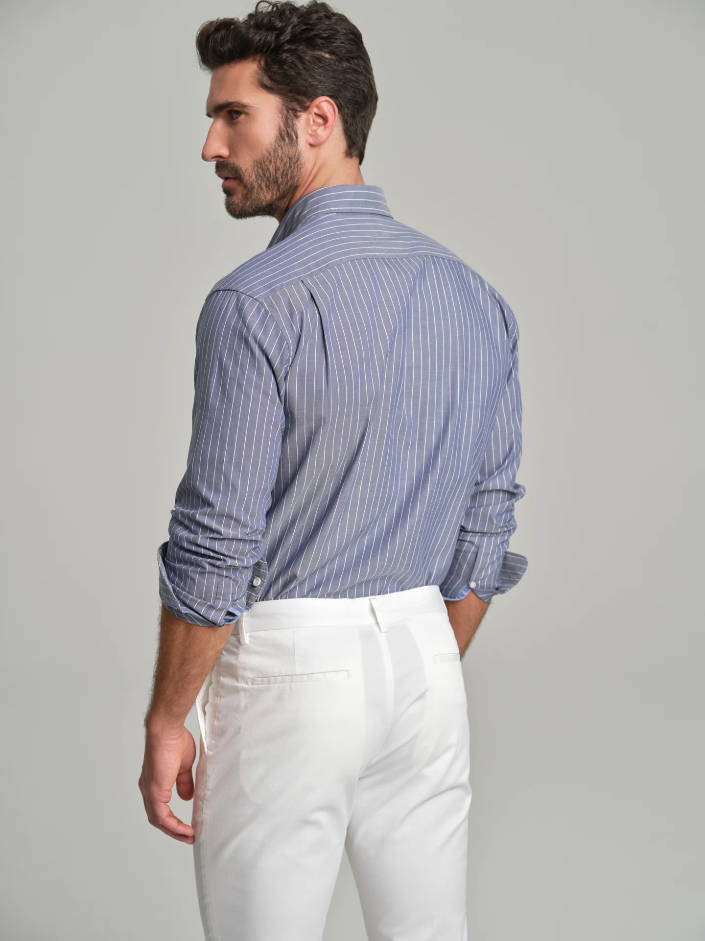 Slim fit casual striped Elton BCI Cotton shirt - Image 8