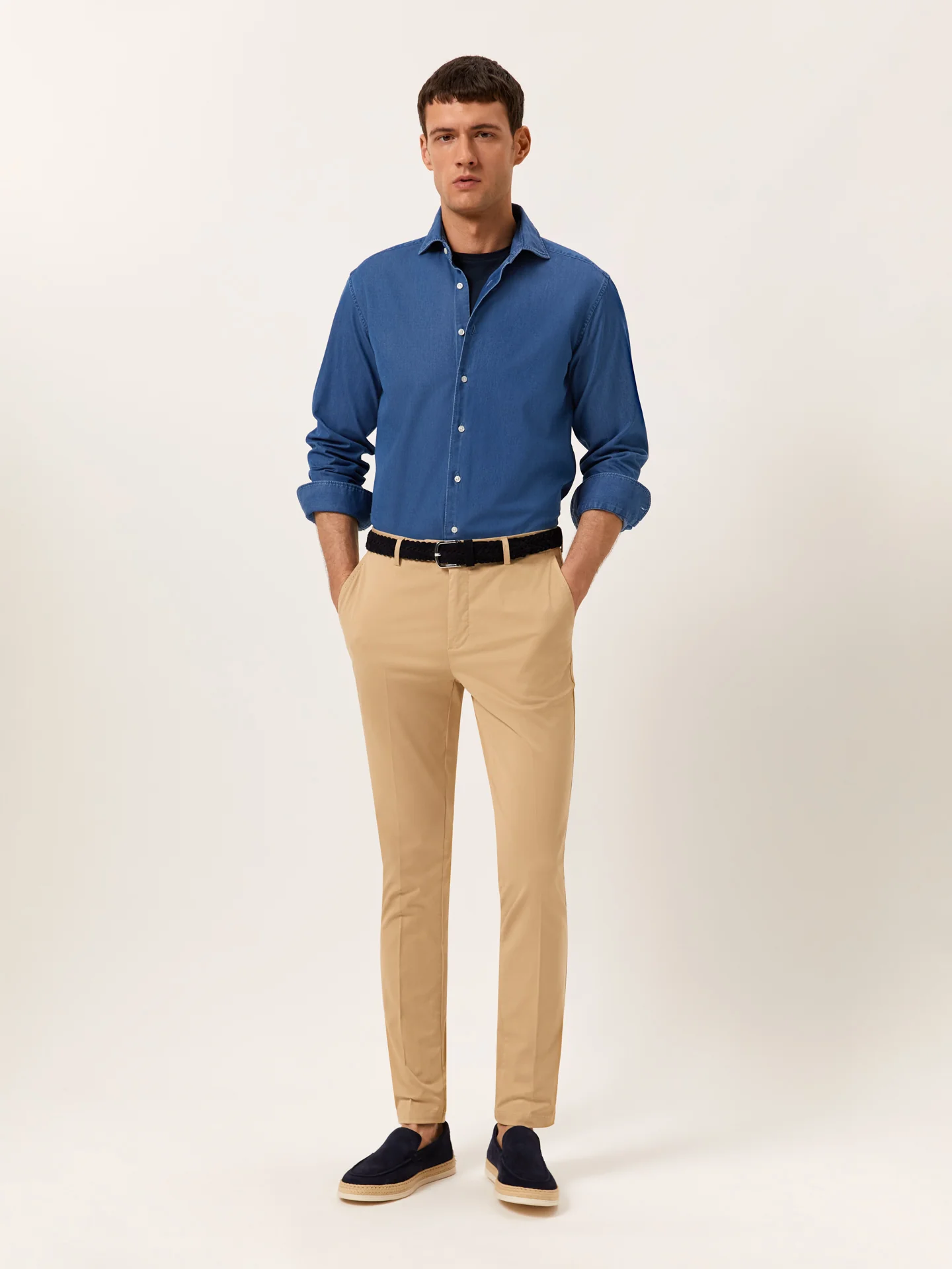 Slim Fit Casual Trousers in Comfort Cotton - Image 5
