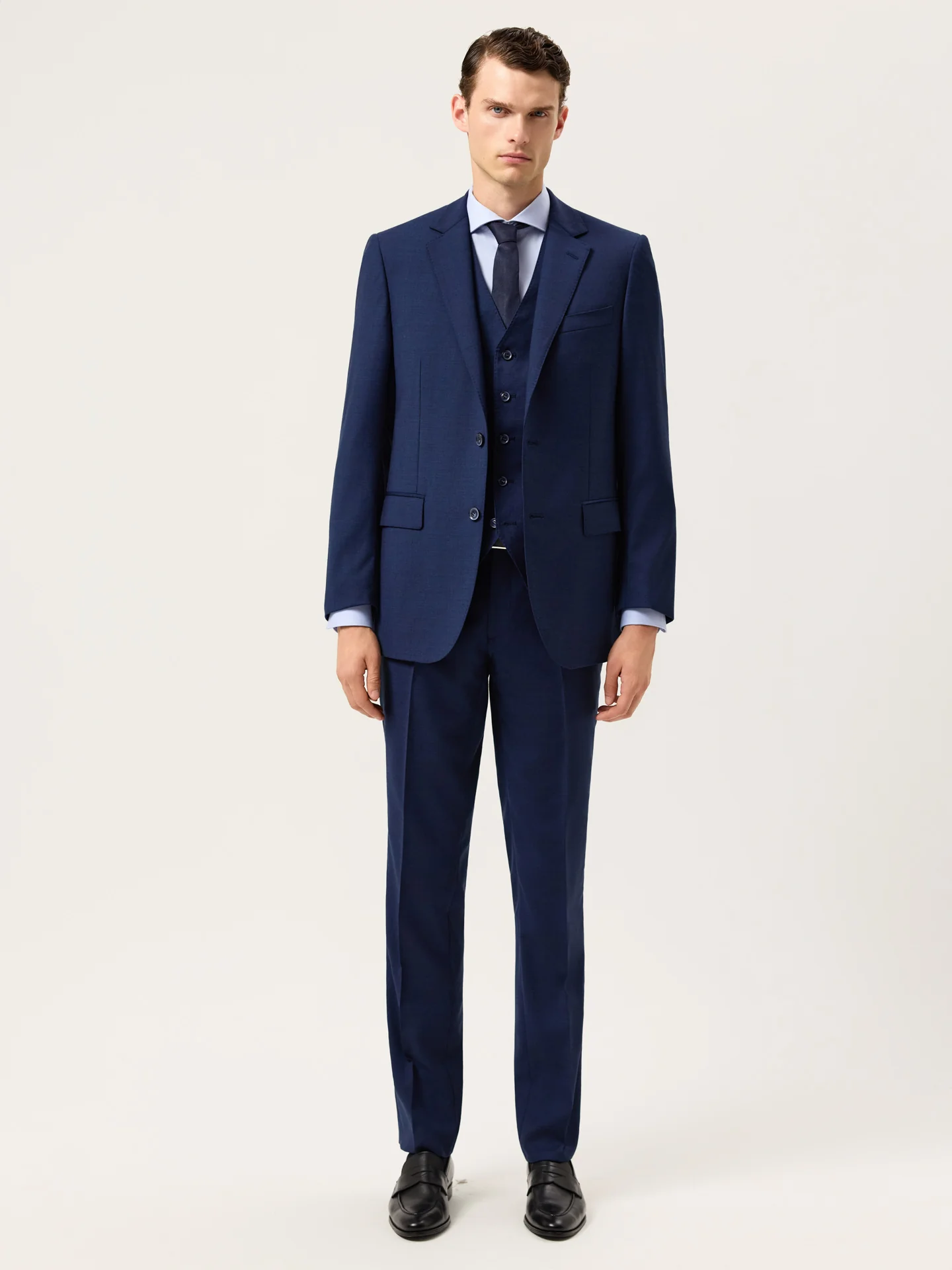 Slim Fit Checked Wool 3-Piece Suit