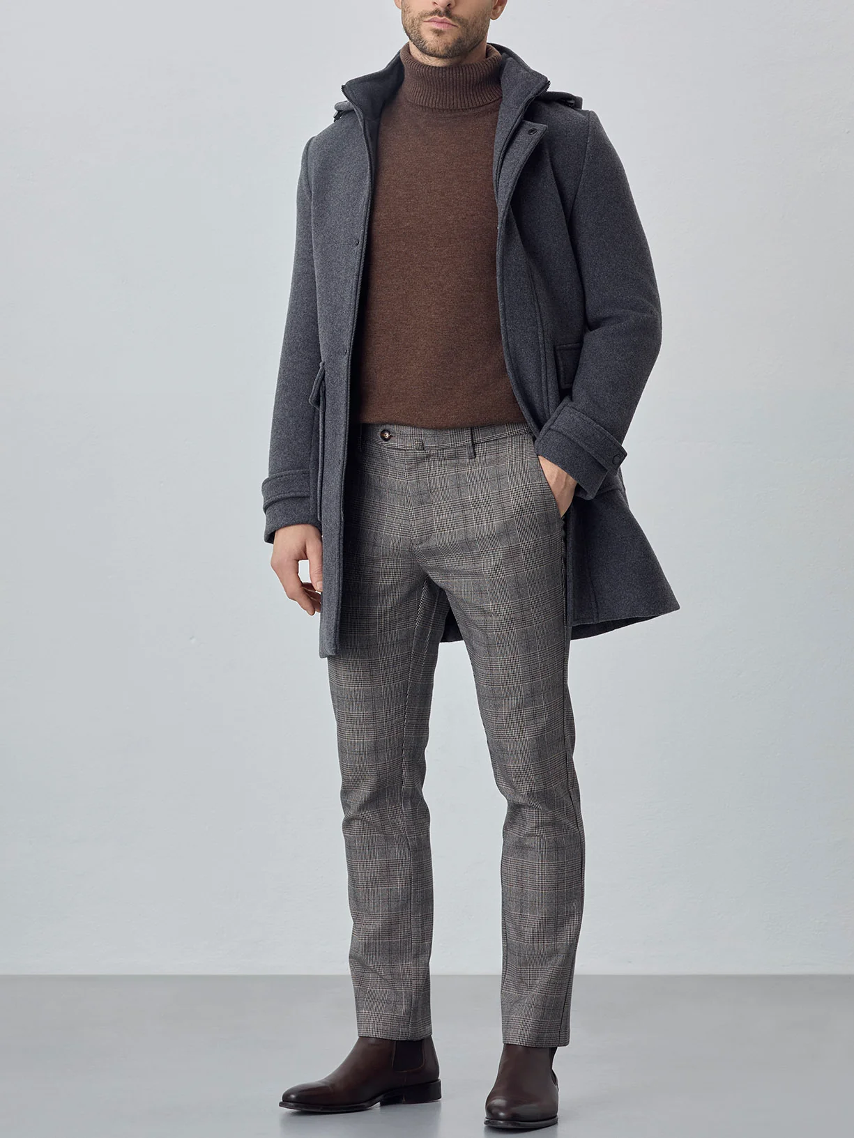 Slim fit checks chino trousers