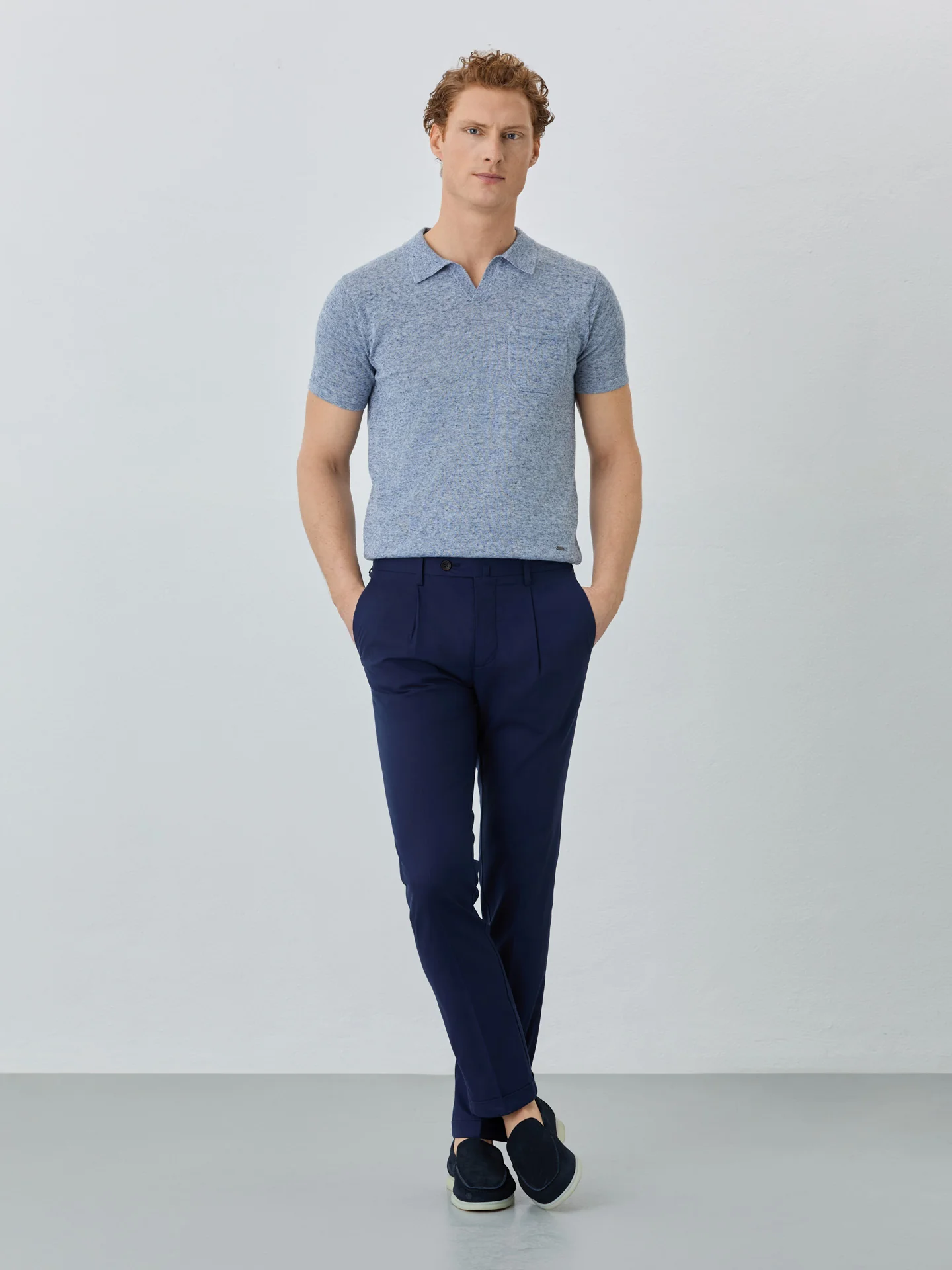 Slim Fit Chino Trousers In Tencel Blend