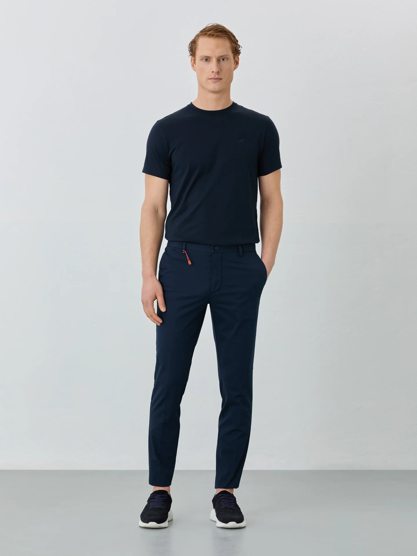 Slim Fit Chino Trousers With Elasticated Waistband In Water-repellent Fabric