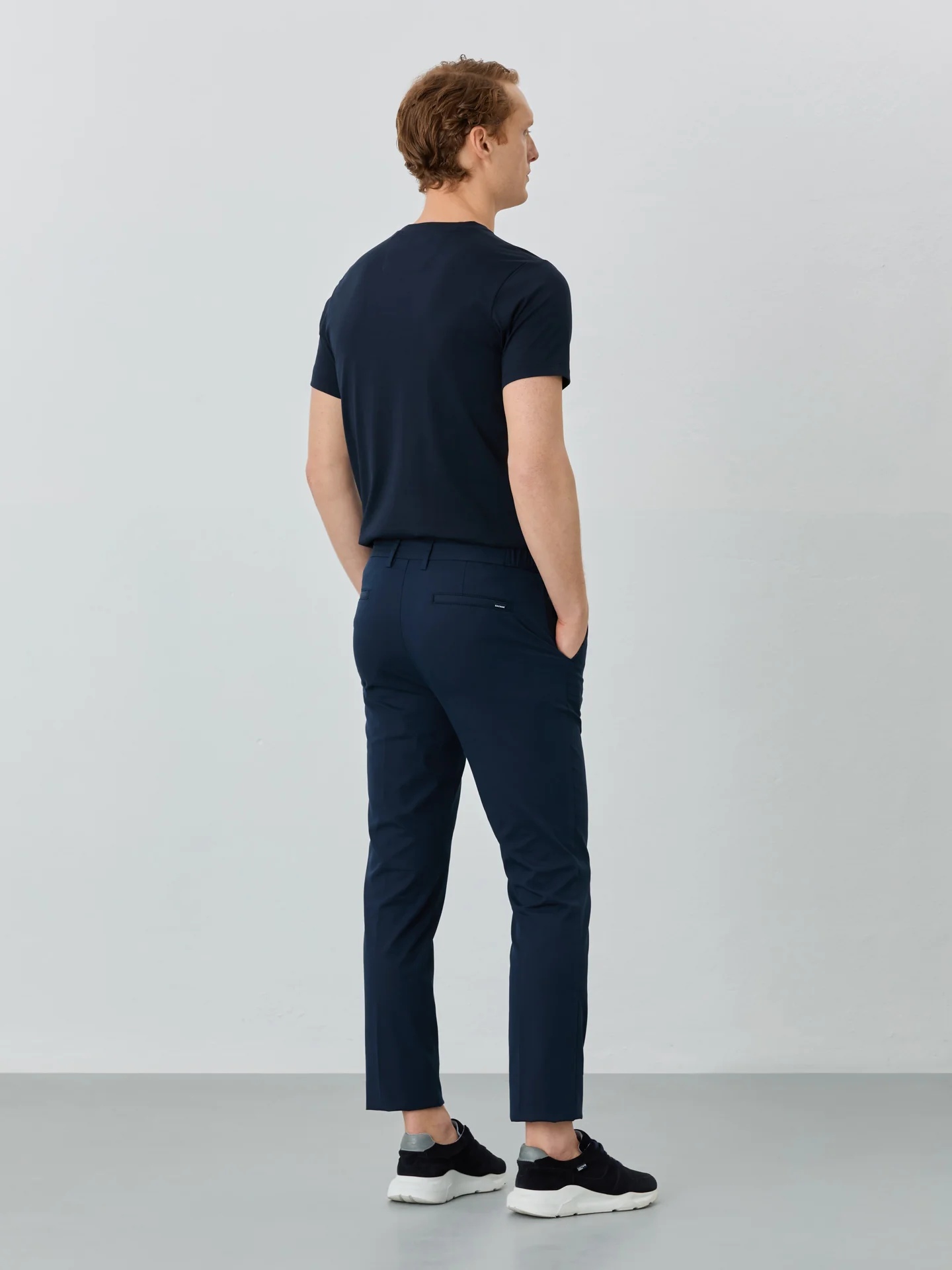 Slim Fit Chino Trousers With Elasticated Waistband In Water-repellent Fabric - Image 2