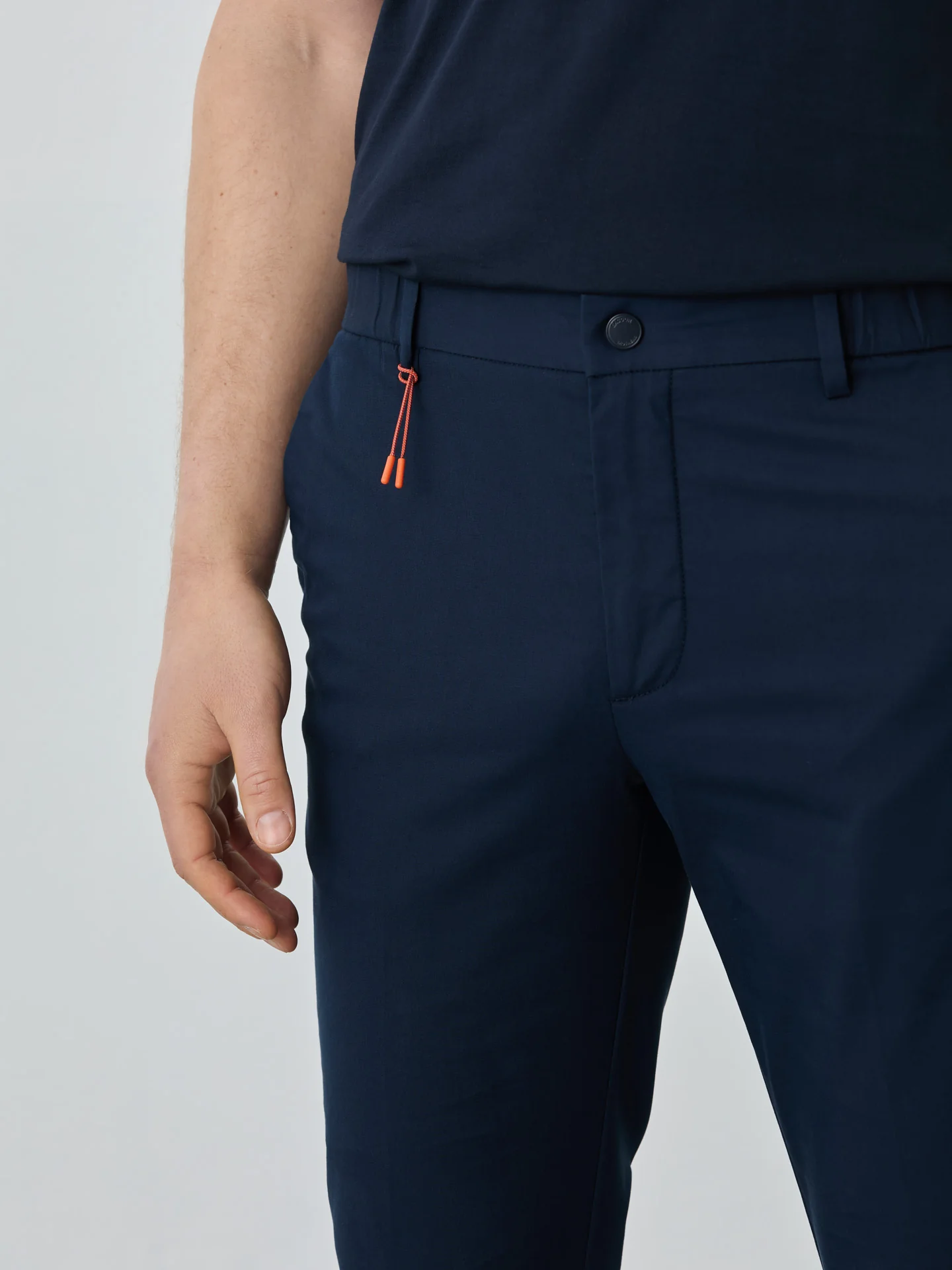 Slim Fit Chino Trousers With Elasticated Waistband In Water-repellent Fabric - Image 3
