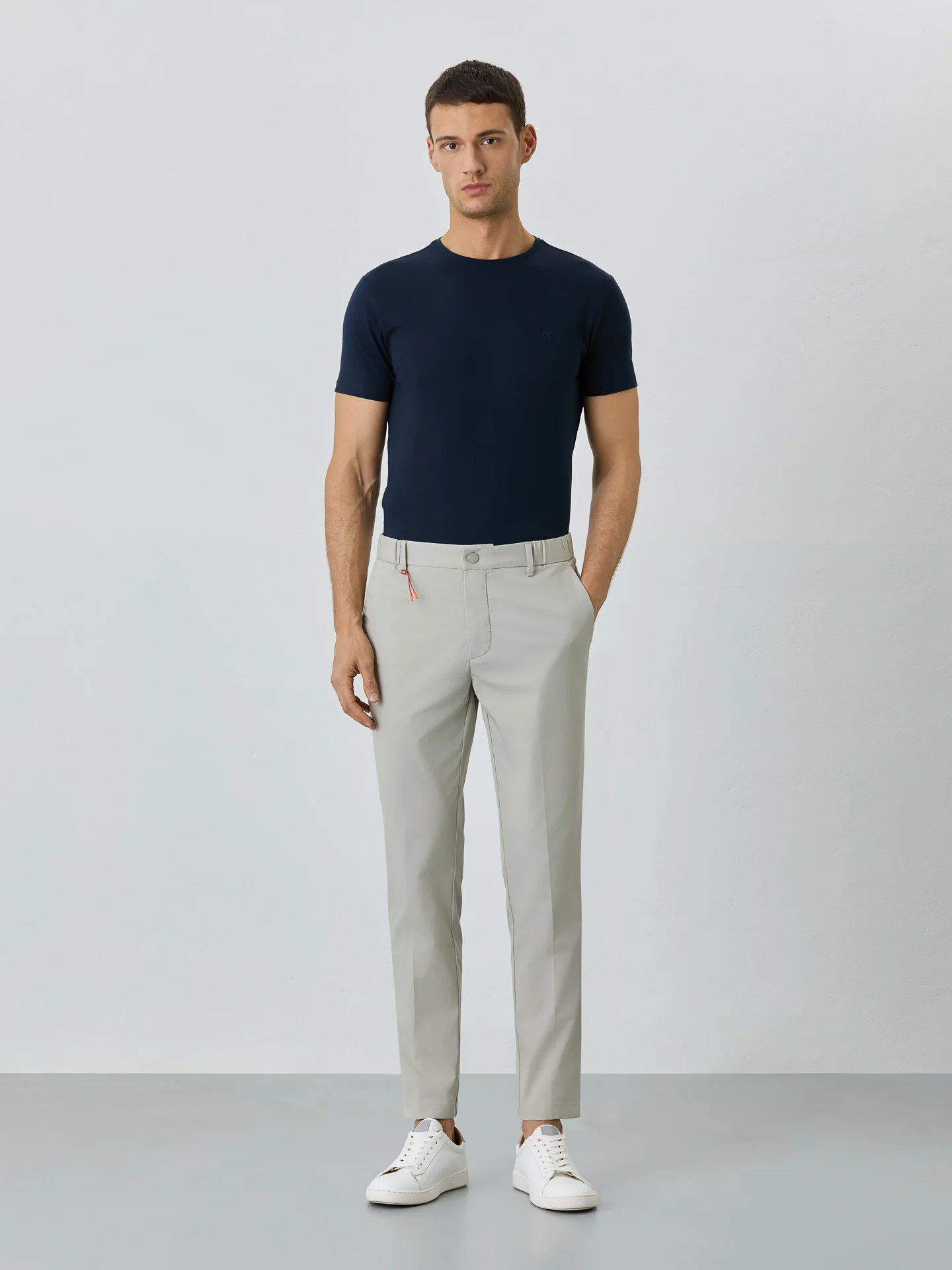 Slim Fit Chino Trousers With Elasticated Waistband In Water-repellent Fabric - Image 4