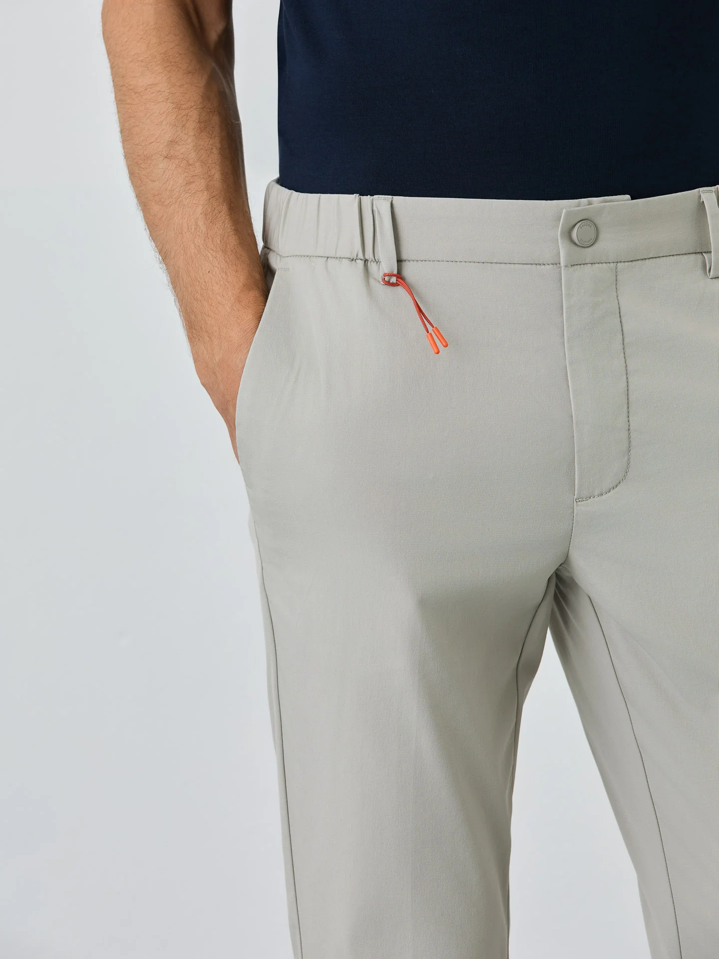 Slim Fit Chino Trousers With Elasticated Waistband In Water-repellent Fabric - Image 5