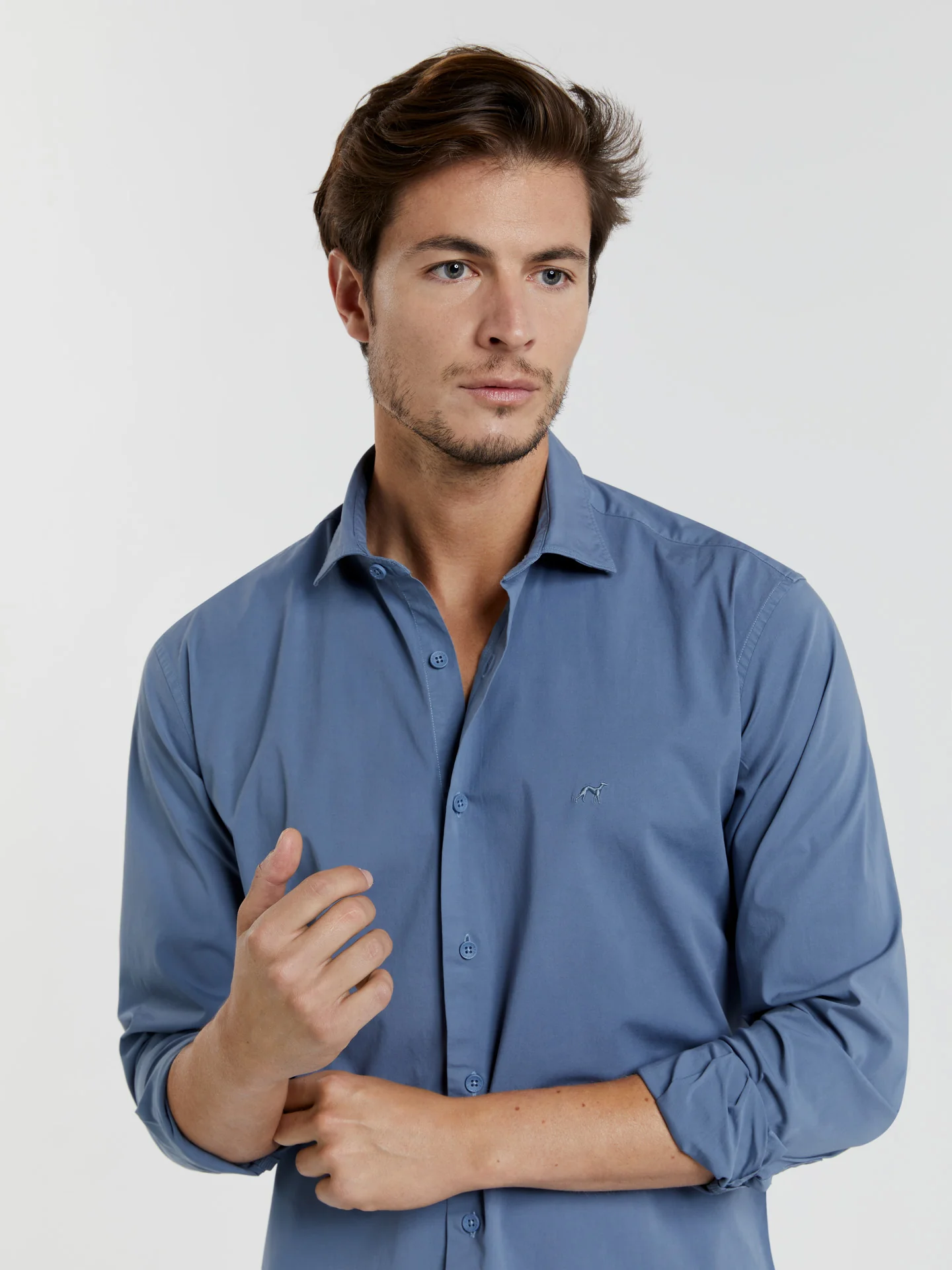 Slim fit comfort poplin garment dye shirt - Image 18