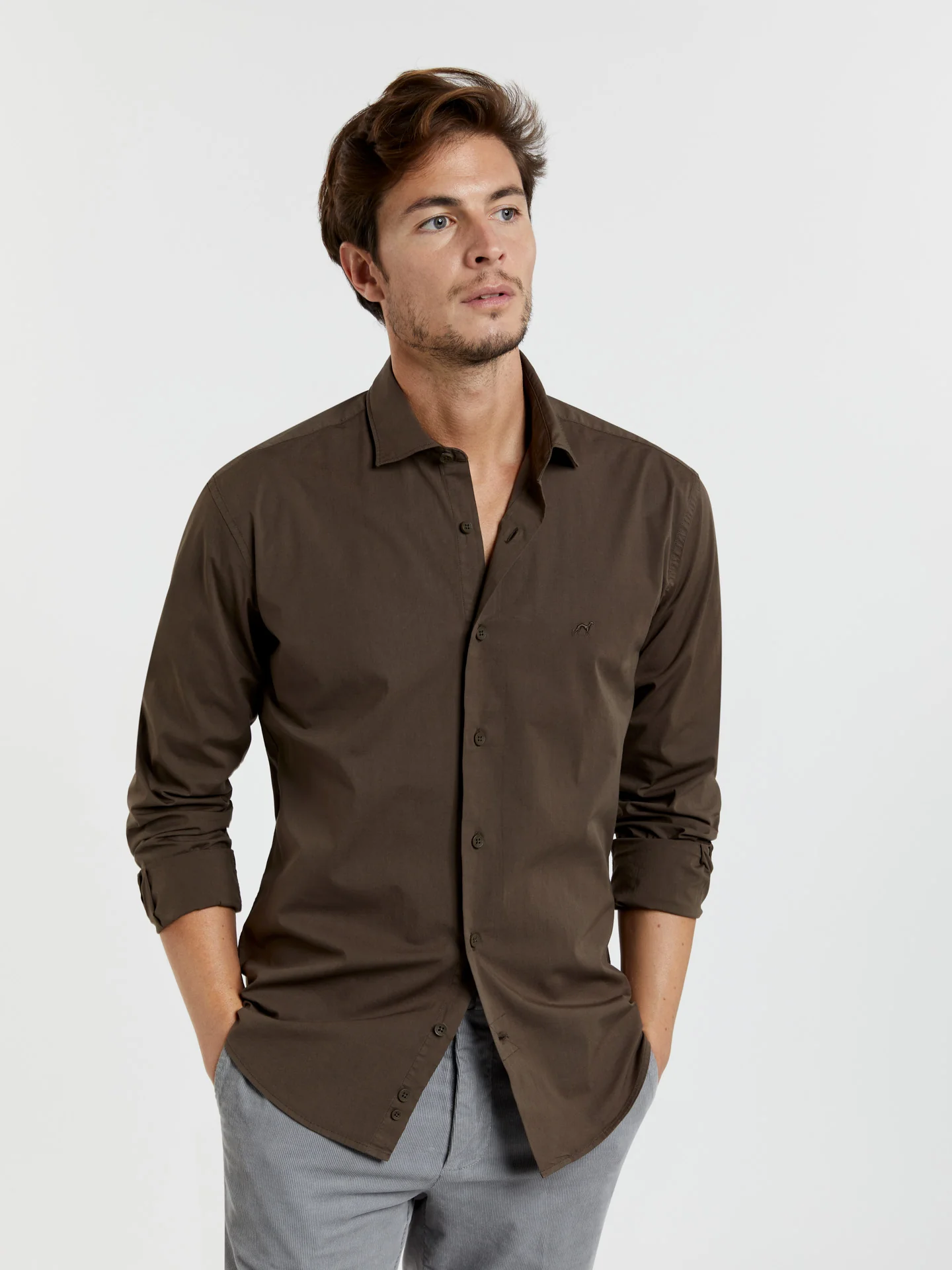 Slim fit comfort poplin garment dye shirt - Image 2