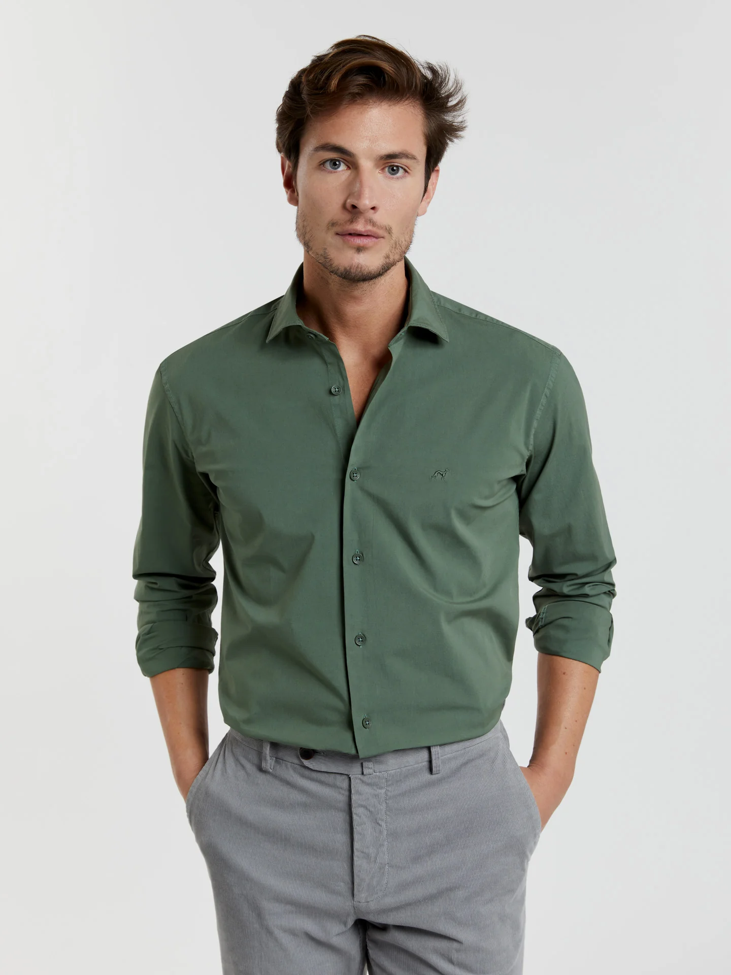 Slim fit comfort poplin garment dye shirt - Image 20