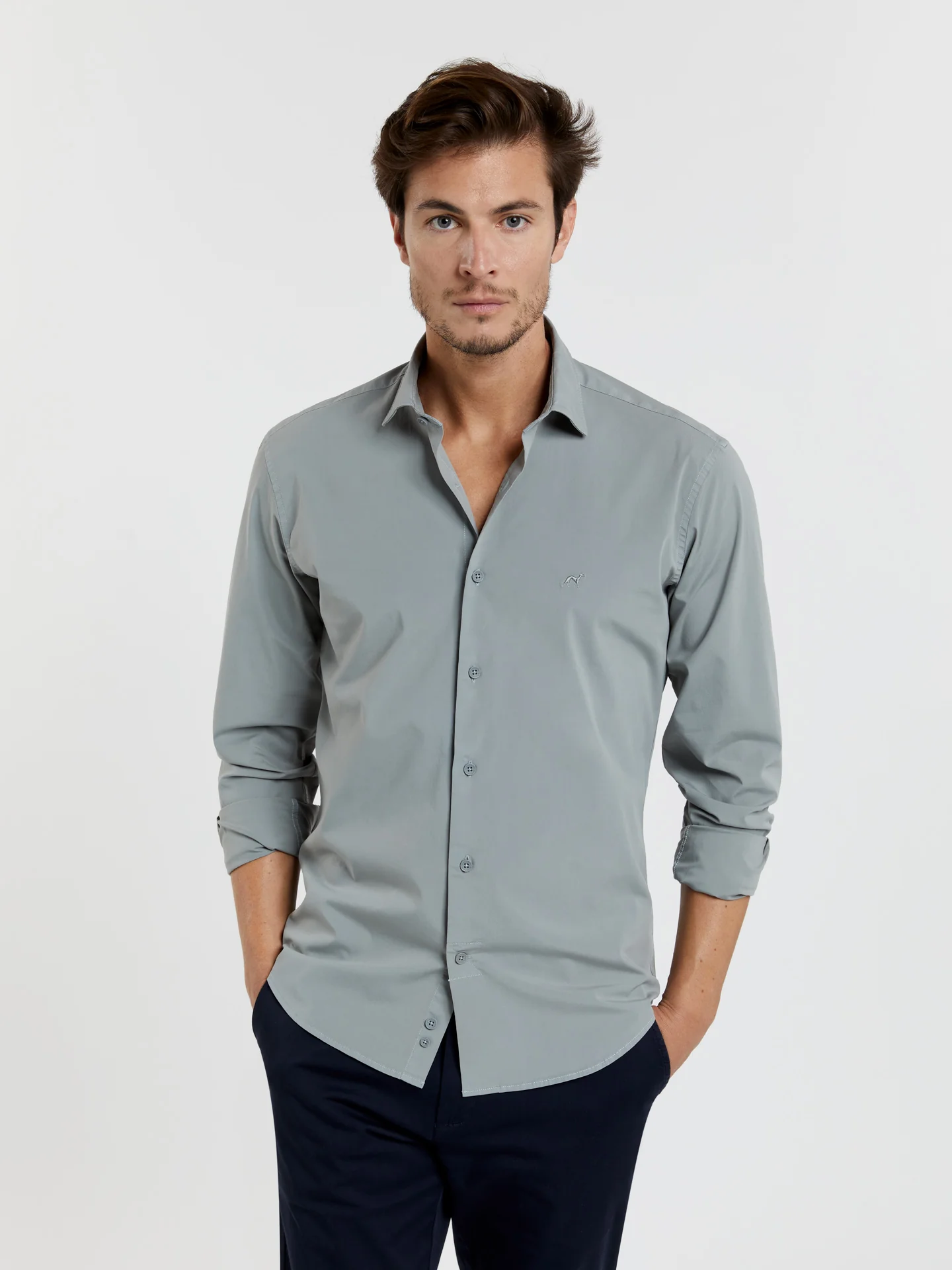 Slim fit comfort poplin garment dye shirt - Image 24