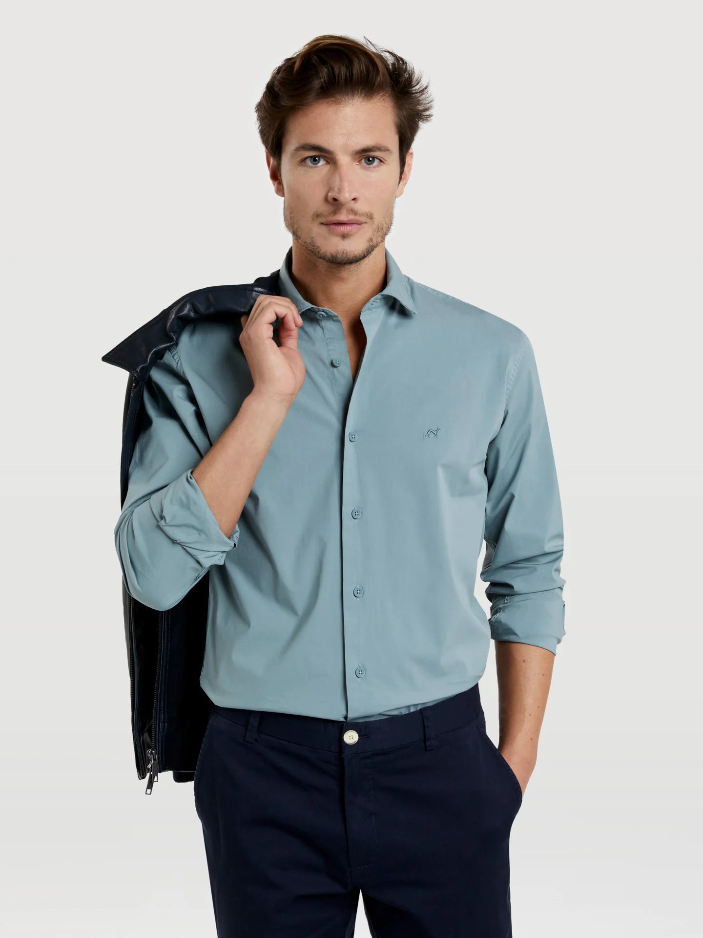 Slim fit comfort poplin garment dye shirt - Image 26