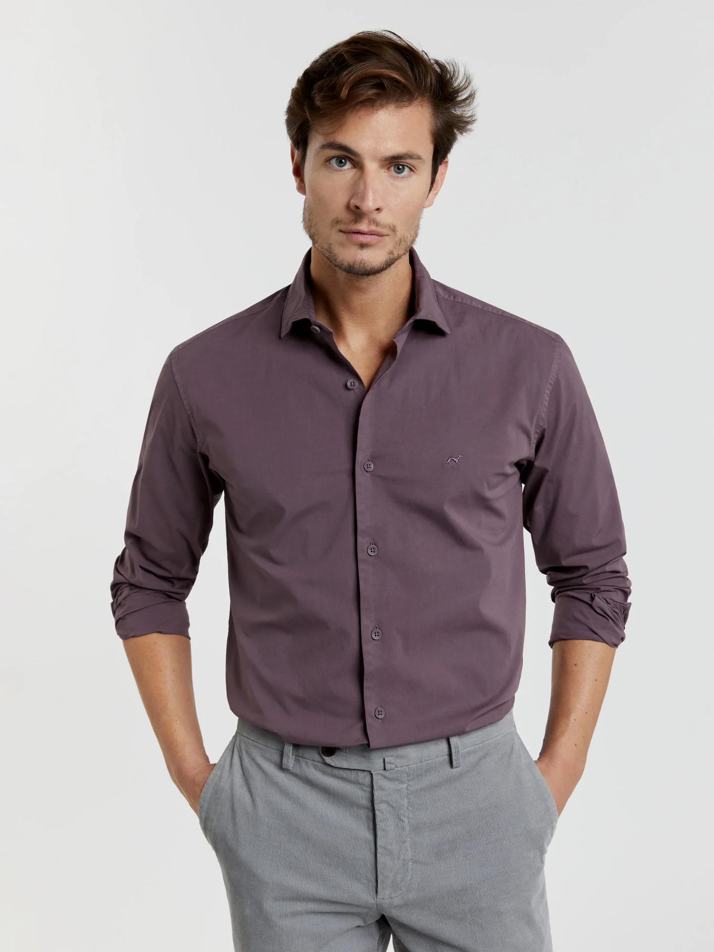 Slim fit comfort poplin garment dye shirt - Image 33