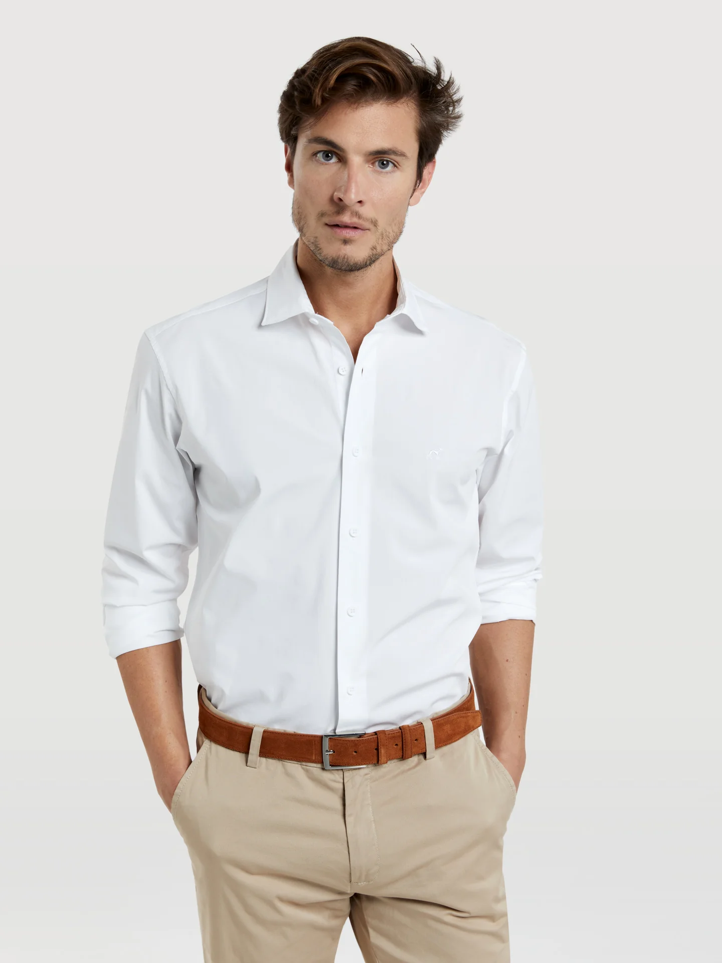 Slim fit comfort poplin garment dye shirt - Image 38