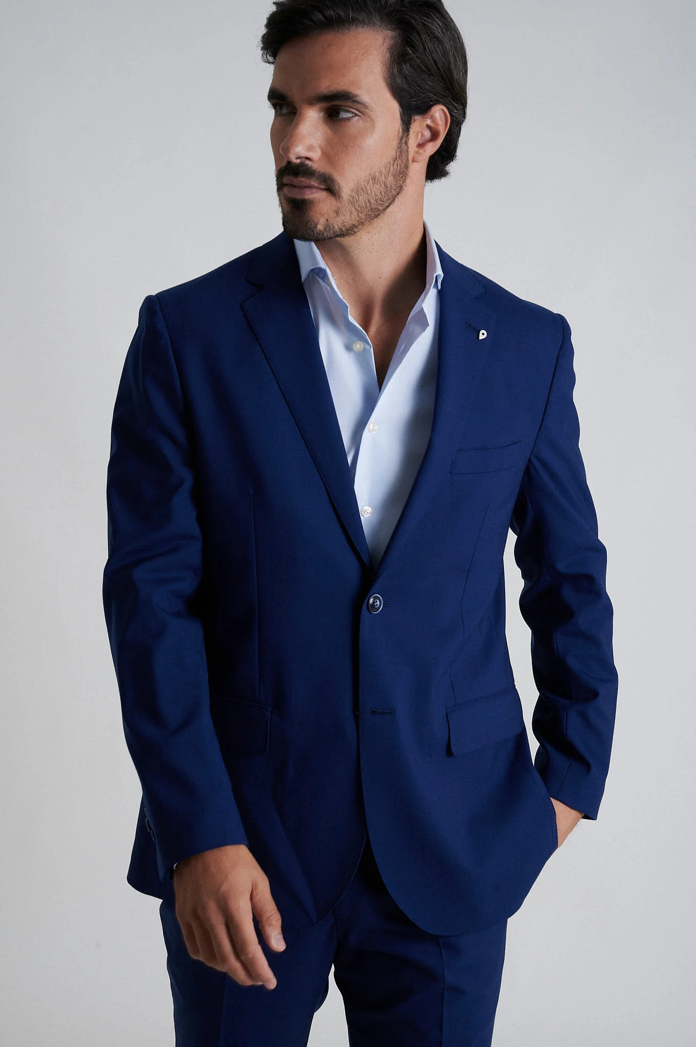 Slim fit comfort wool elastane suit half canvas construction Anti-crease finishing - Image 2