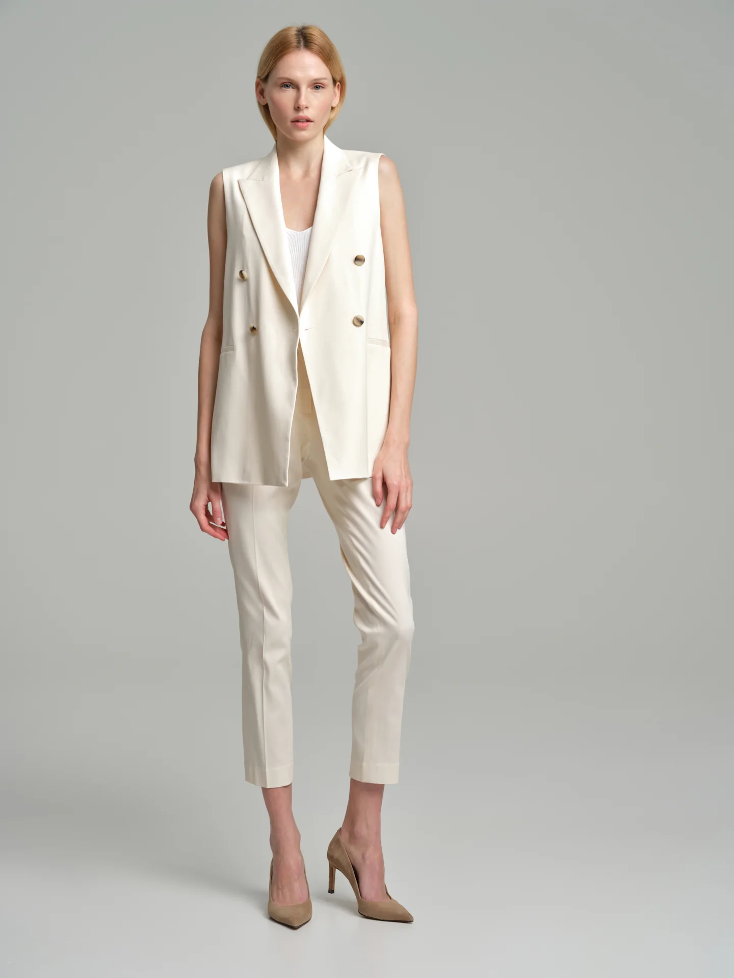 Slim fit creased high waist trousers