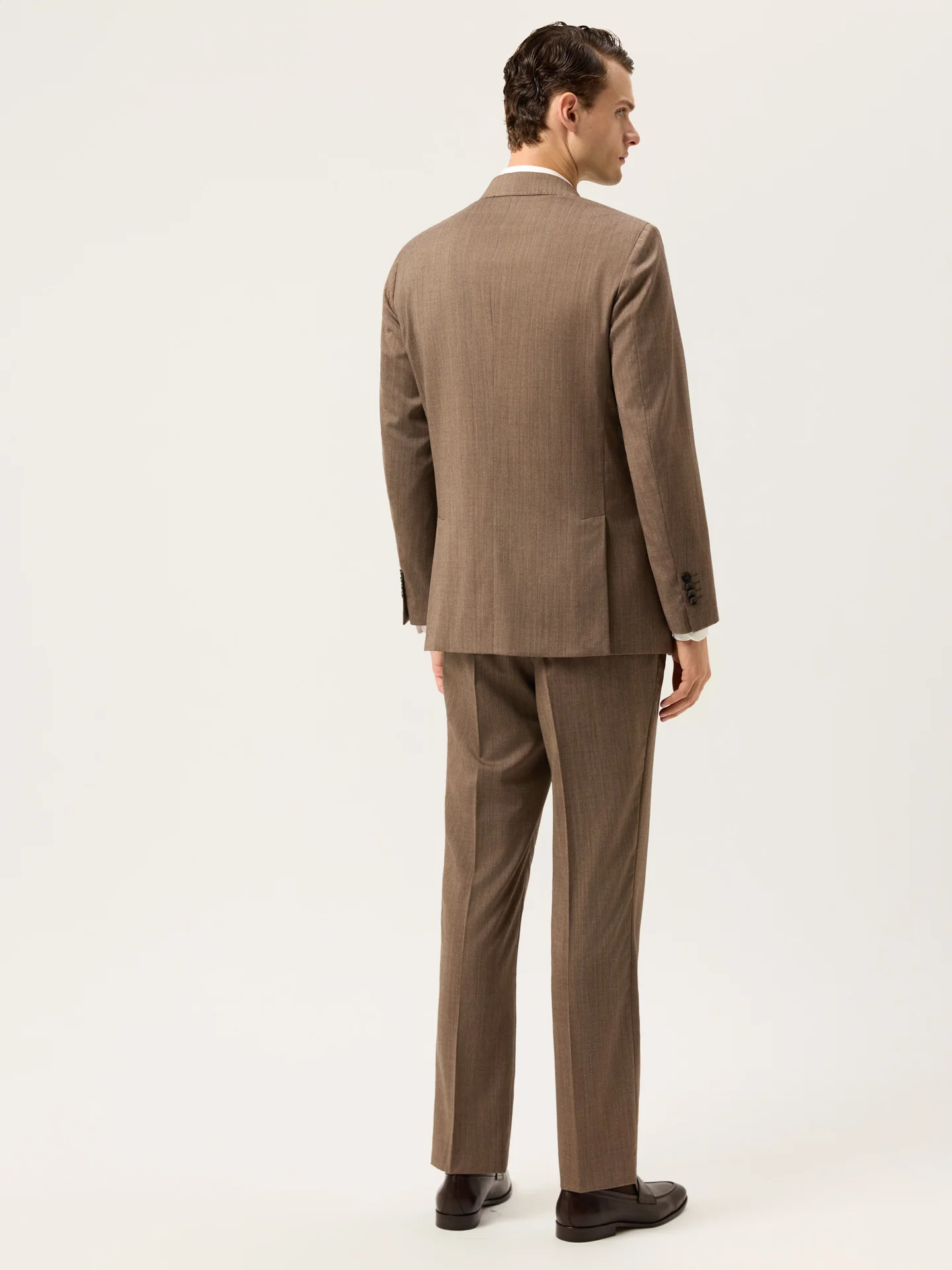 Slim Fit Double-Breasted Herringbone Travel Suit - Image 3