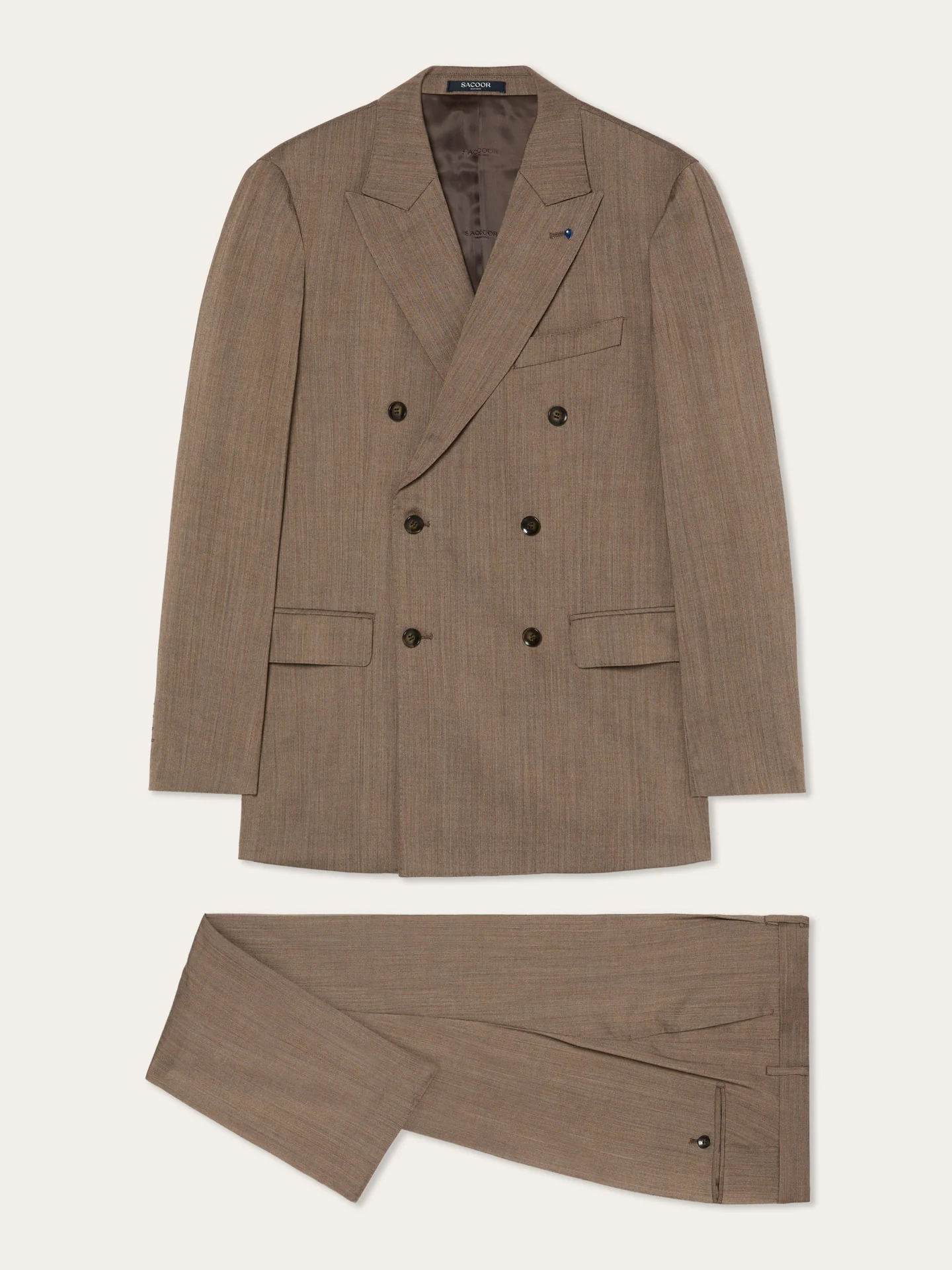 Slim Fit Double-Breasted Herringbone Travel Suit - Image 4