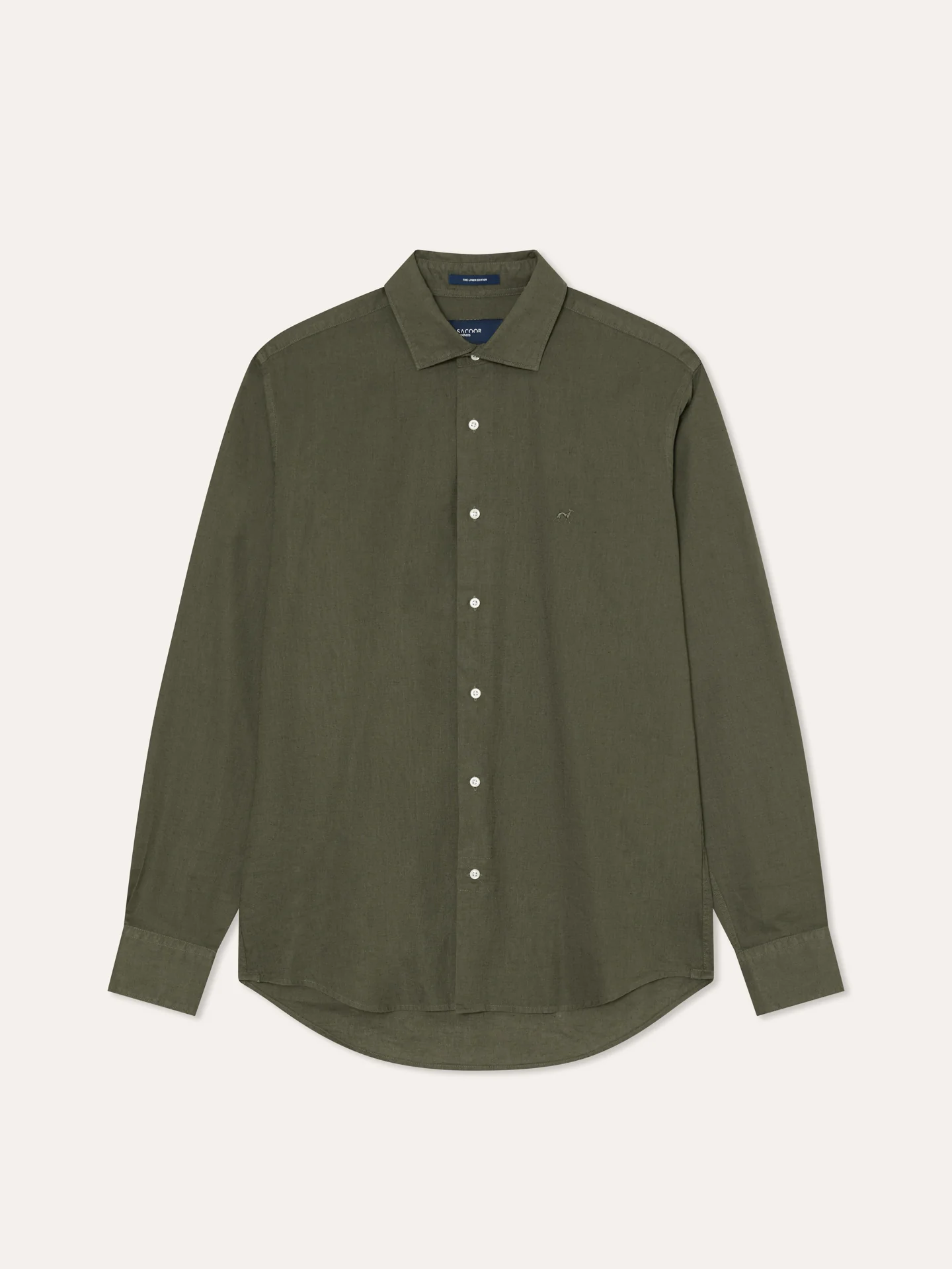 Slim Fit Garment Dye Cotton Linen Shirt with Open Collar - Image 13