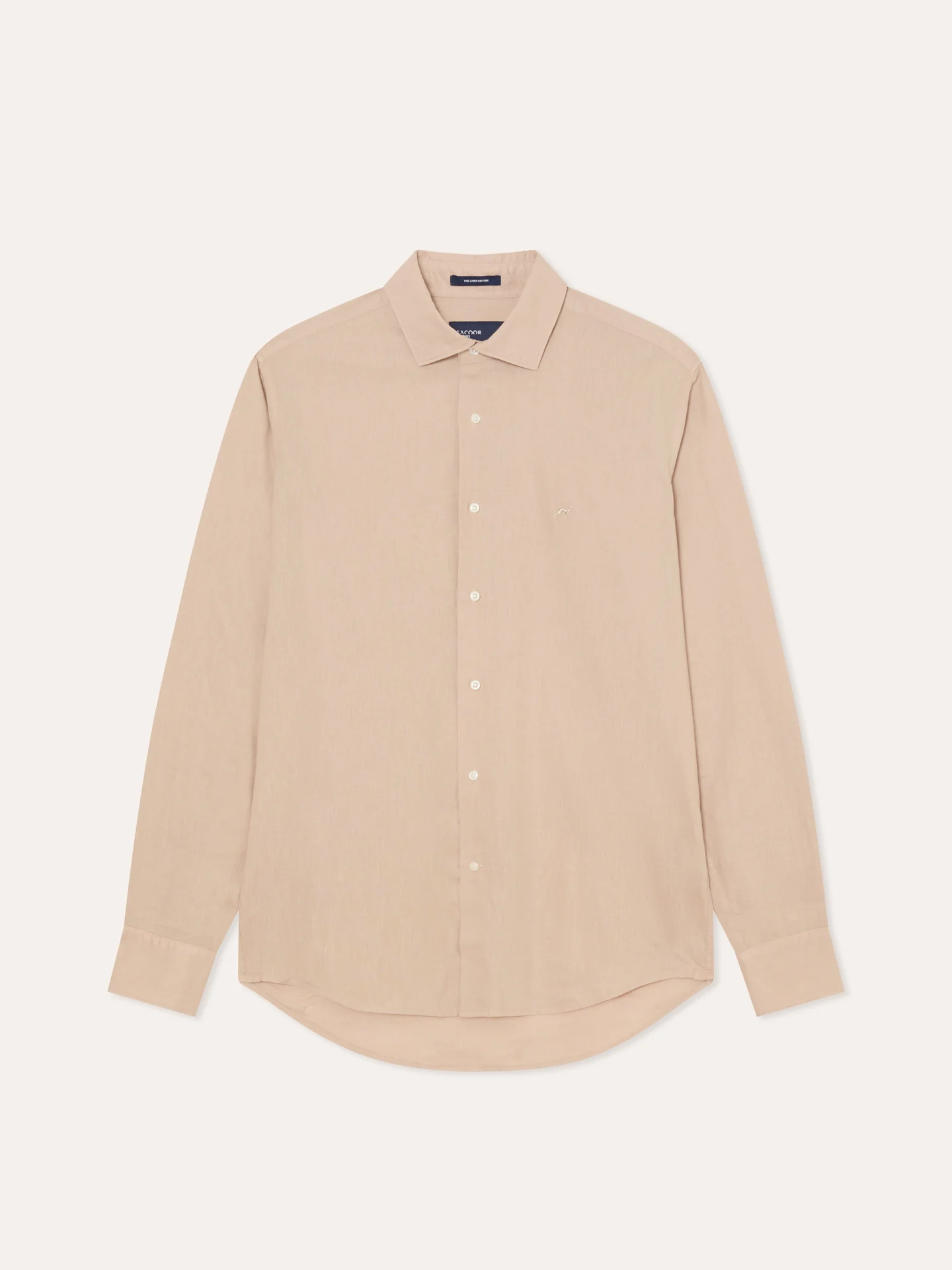 Slim Fit Garment Dye Cotton Linen Shirt with Open Collar - Image 37