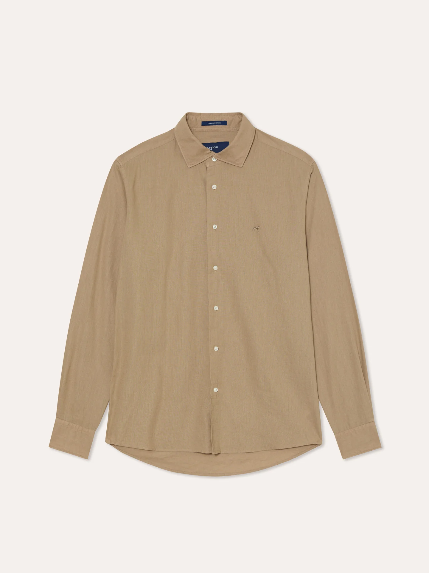 Slim Fit Garment Dye Cotton Linen Shirt with Open Collar - Image 5