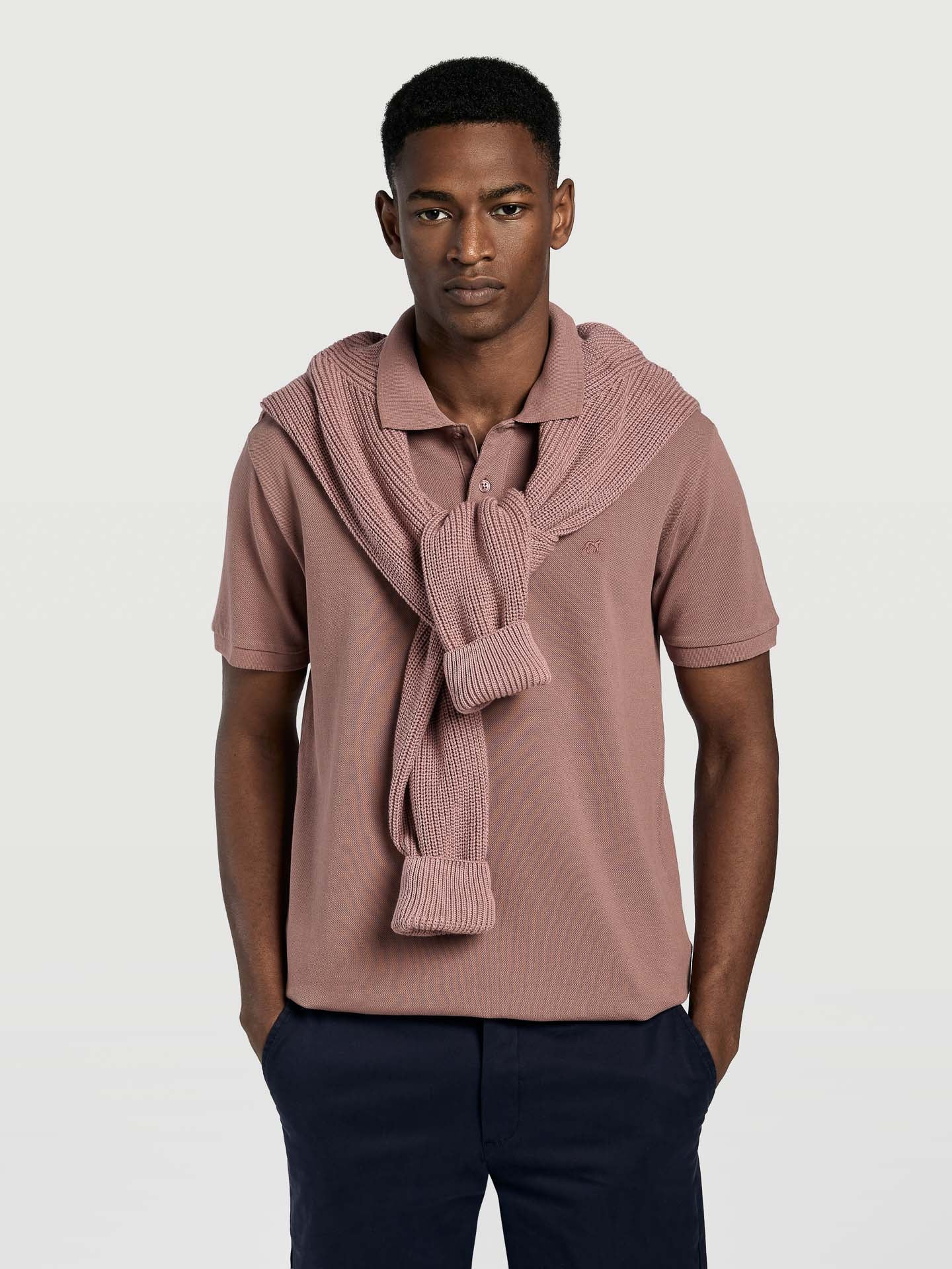 Slim fit garment dye piqué polo shirt
