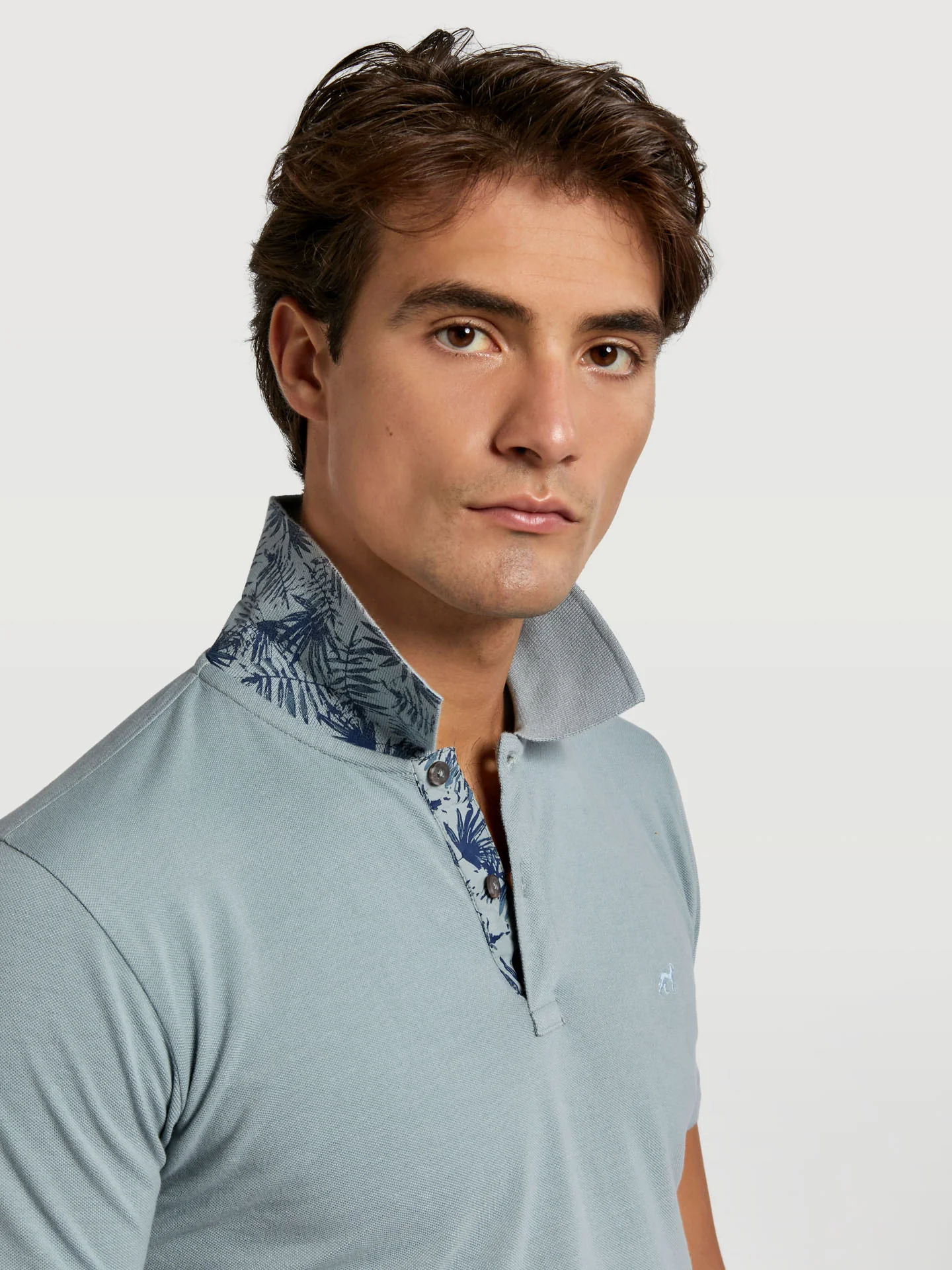 Slim fit garment dye piqué polo shirt with print - Image 7
