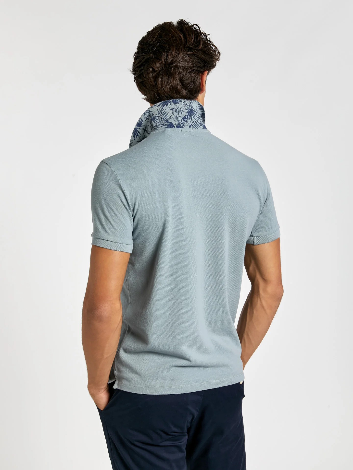 Slim fit garment dye piqué polo shirt with print - Image 9