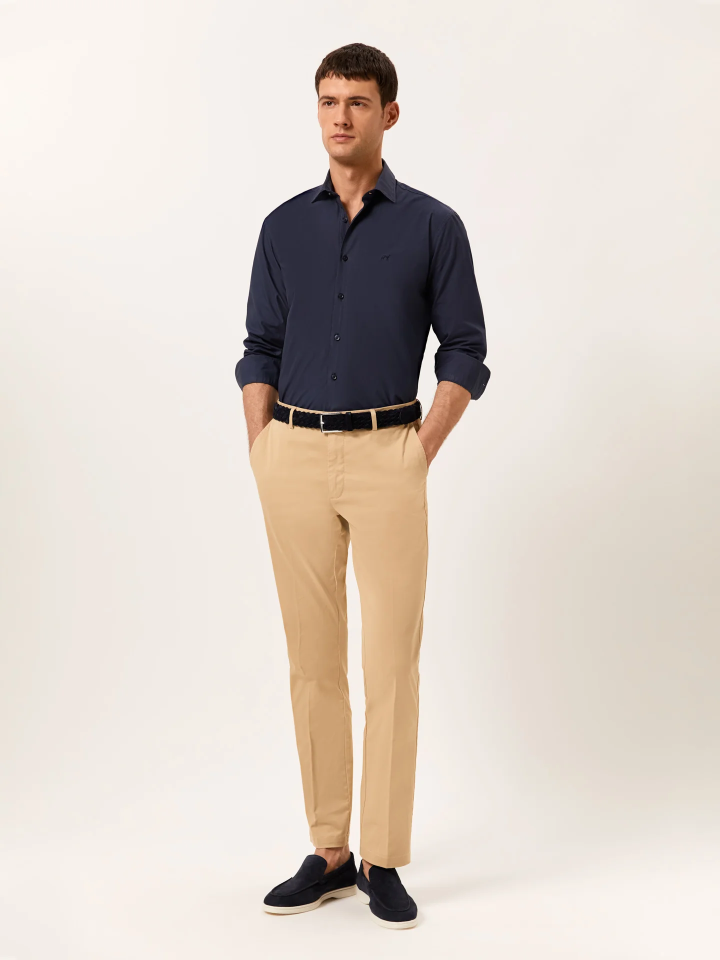 Slim Fit Garment Dye Poplin Open Shirt in Comfort Cotton