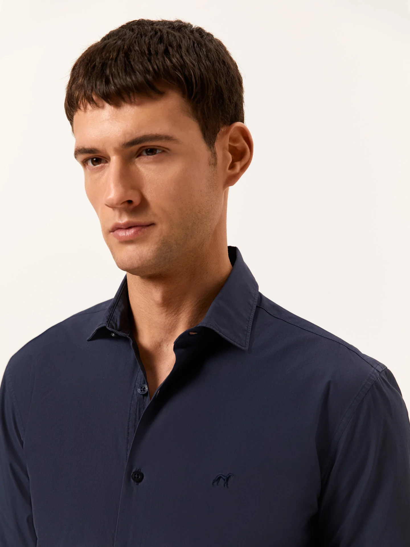 Slim Fit Garment Dye Poplin Open Shirt in Comfort Cotton - Image 2