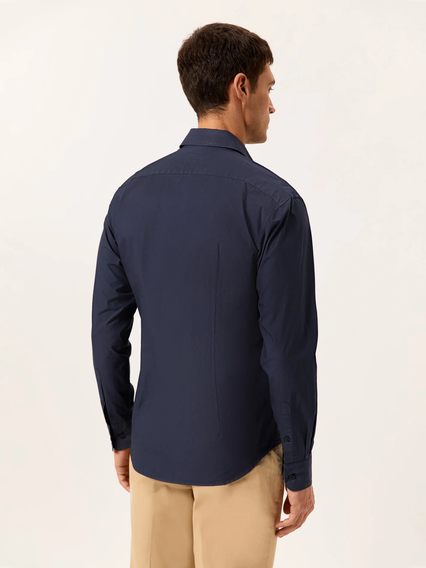 Slim Fit Garment Dye Poplin Open Shirt in Comfort Cotton - Image 3