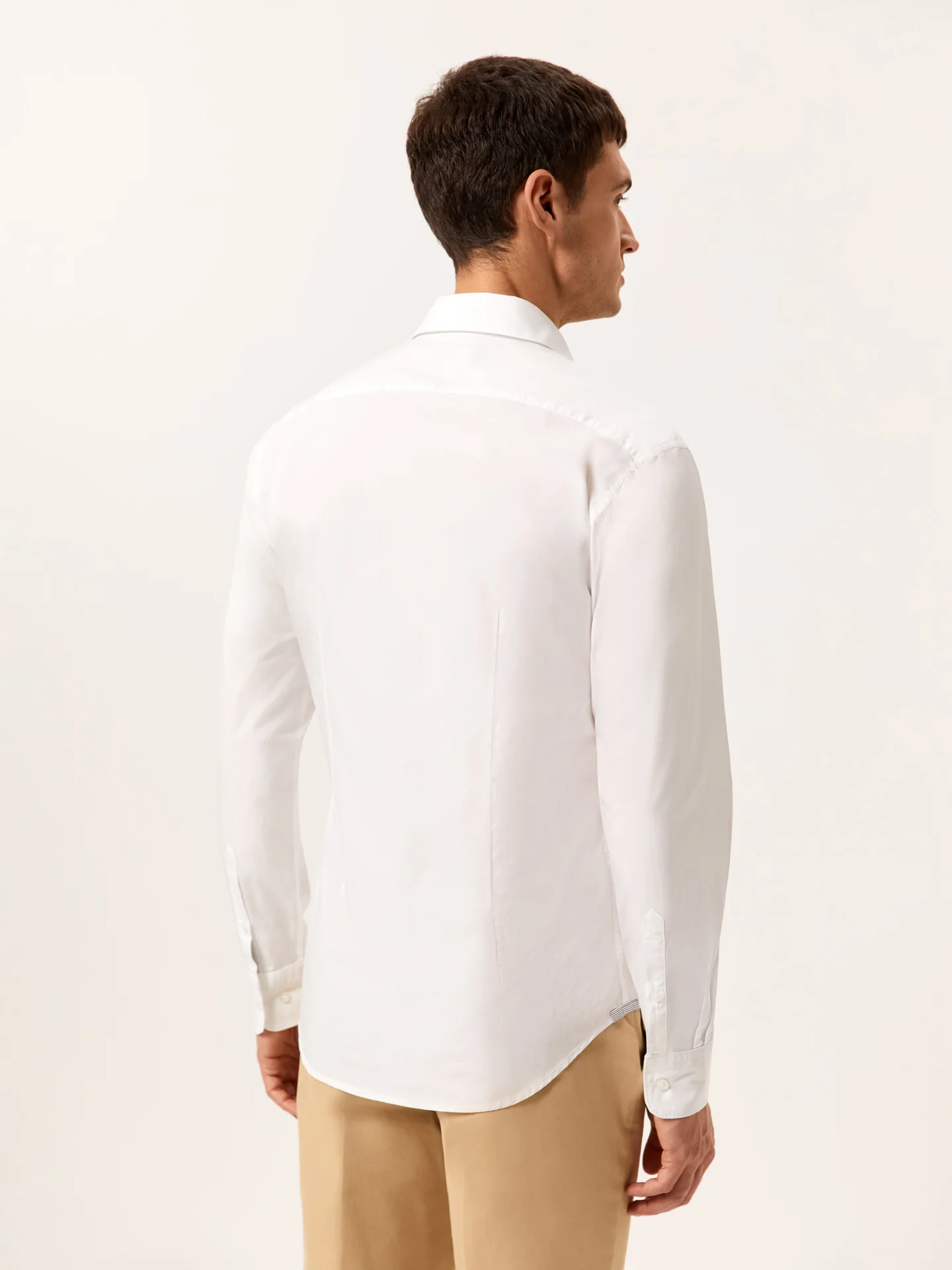 Slim Fit Garment Dye Poplin Open Shirt in Comfort Cotton - Image 4