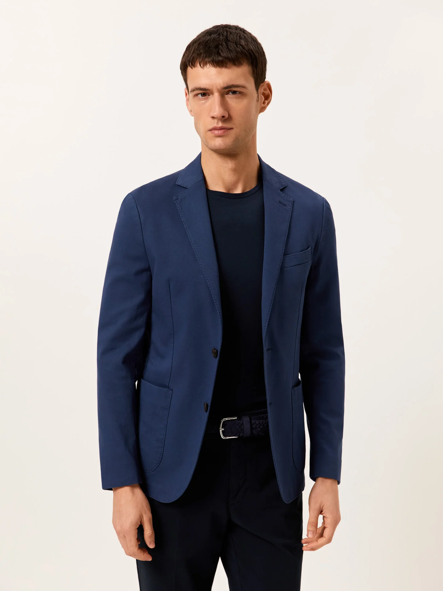Slim Fit Garment Dye Structured Blazer in Comfort Cotton - Image 3