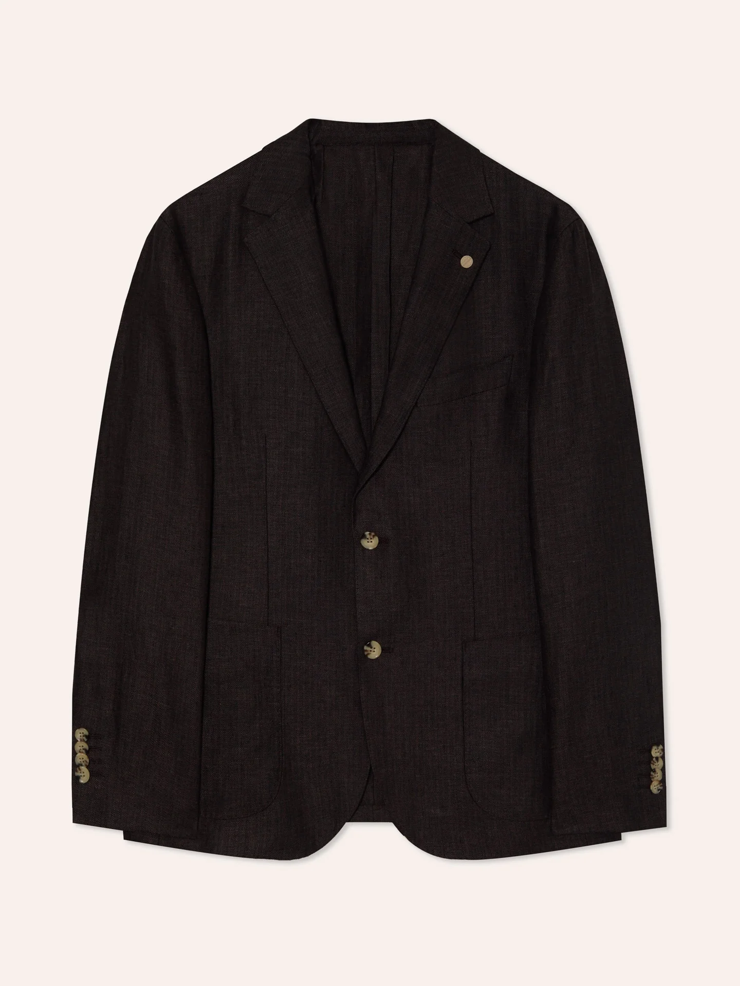 Slim Fit Herringbone Blazer in 100% Linen - Image 5