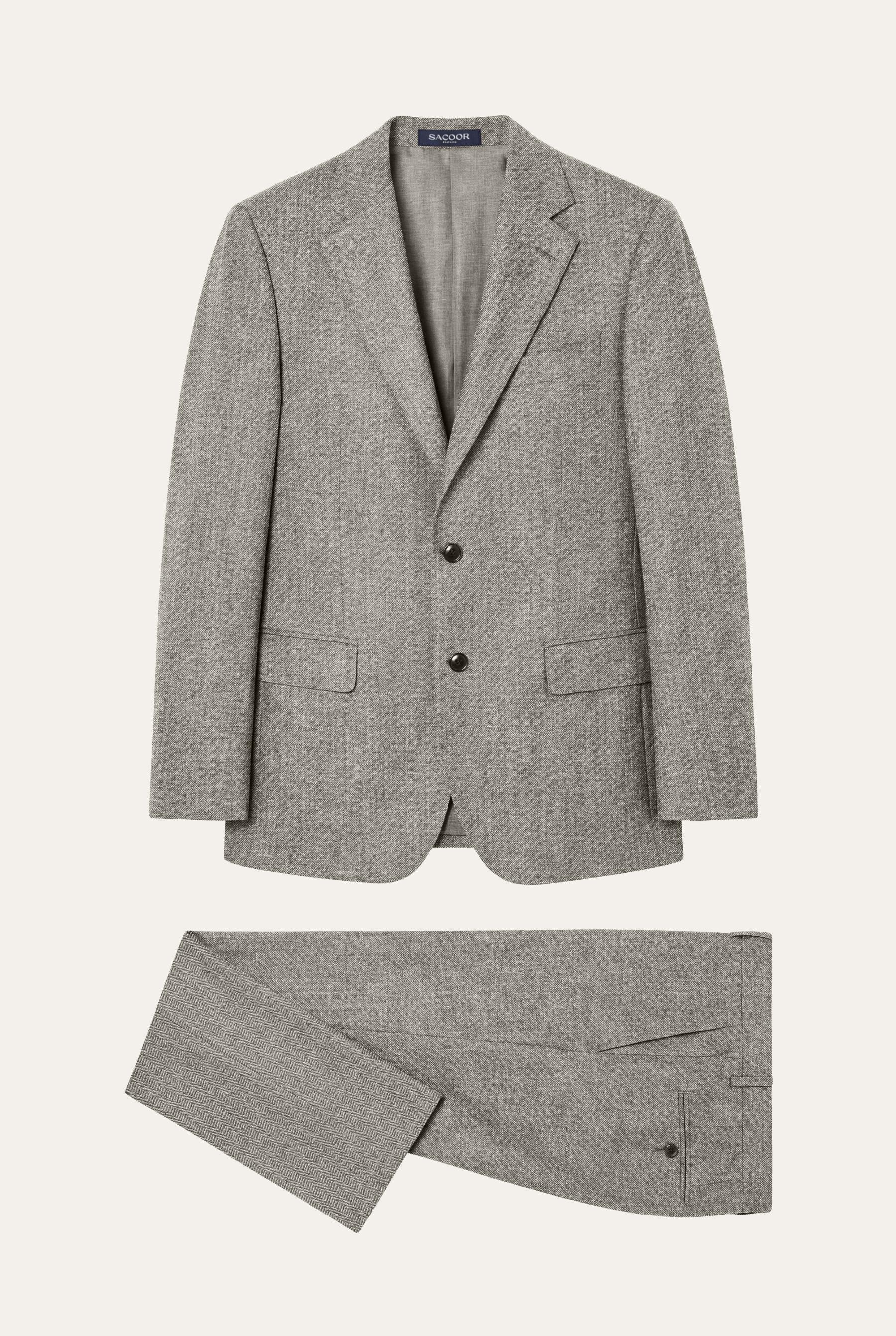Slim fit Herringbone Business Suit - Image 5