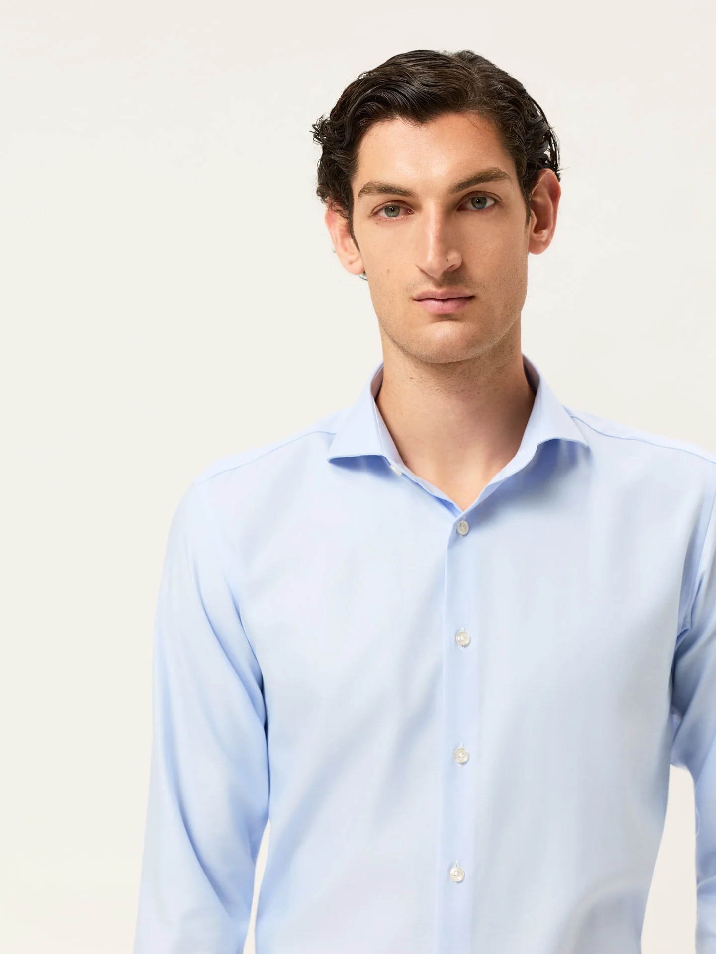 Slim Fit Herringbone Formal Shirt With Dublin Collar