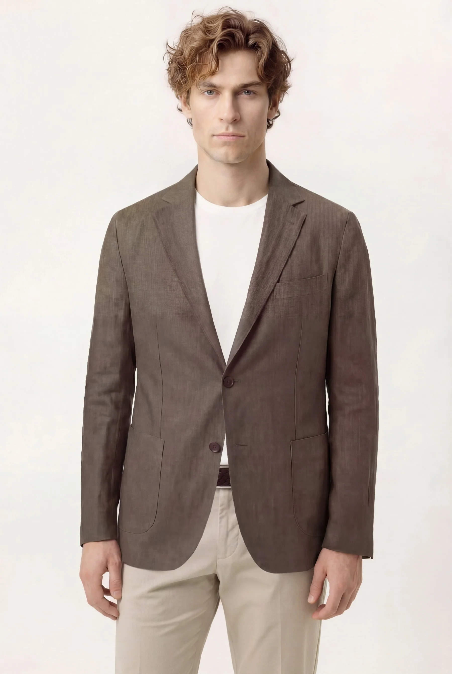 Slim fit Herringbone Pure Linen Blazer - Image 2