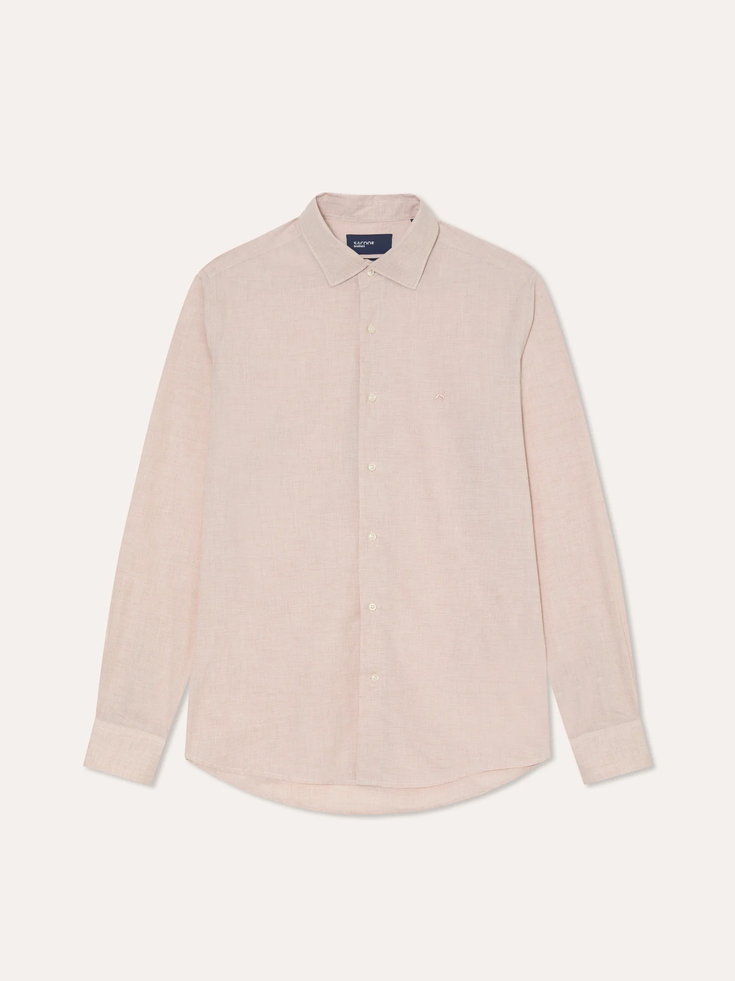 Slim Fit Houndstooth Cotton Poplin Shirt with Open Collar - Image 5