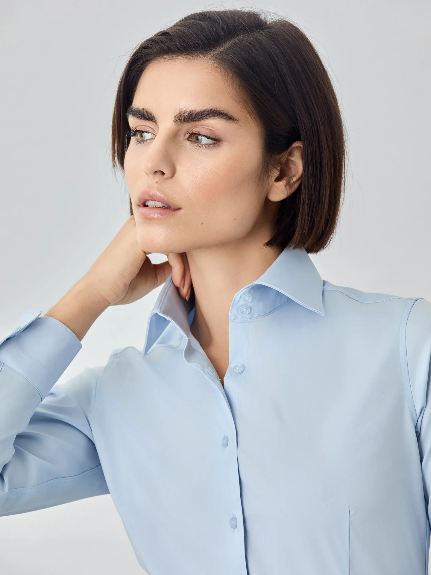 Slim Fit K-easy Plain Poplin Comfort Shirt With Open Collar - Image 2