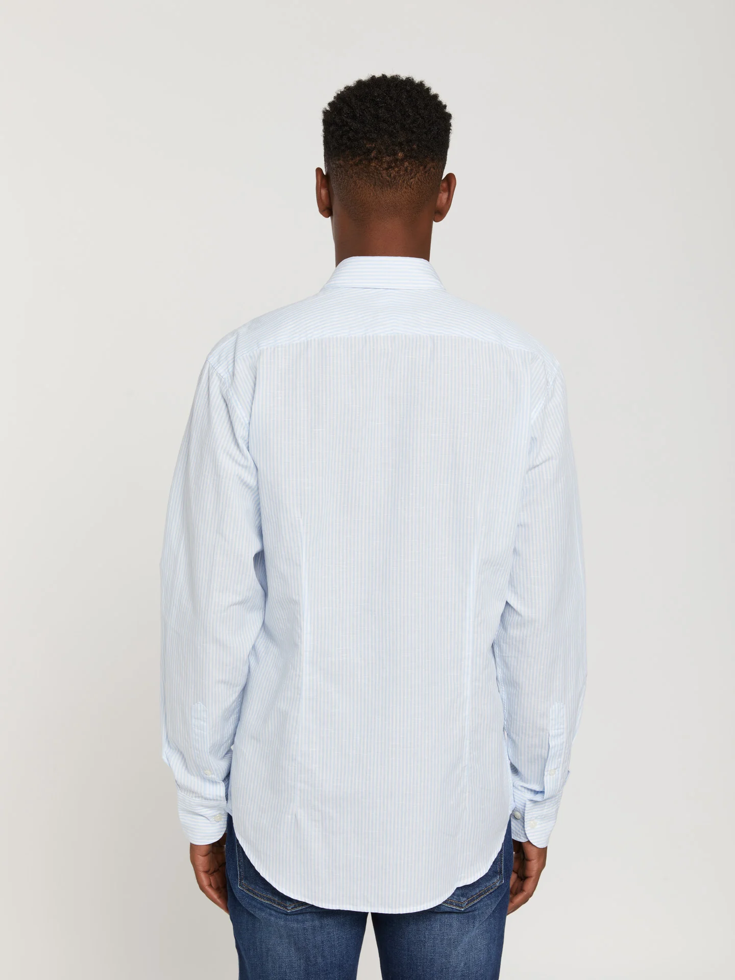 Slim fit new formal cotton-linen blend striped shirt - Image 3