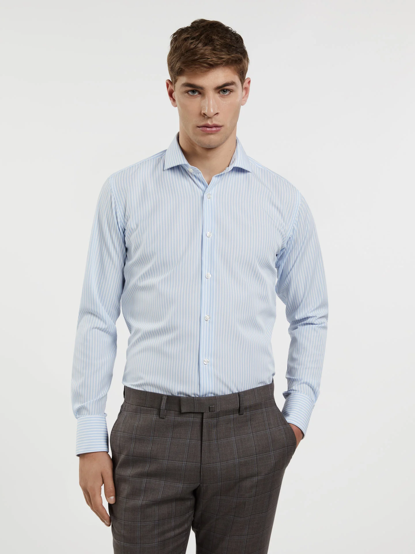 Slim Fit Non-Iron stripes Formal Shirt - Image 2