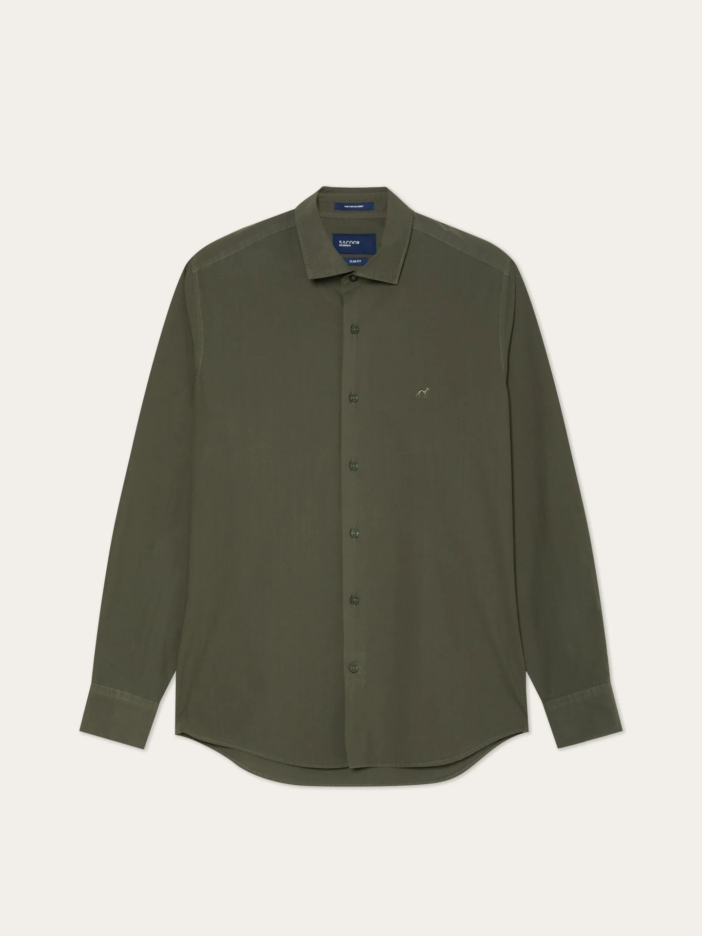 Slim Fit Overdye Poplin Shirt With Open Collar - Image 12
