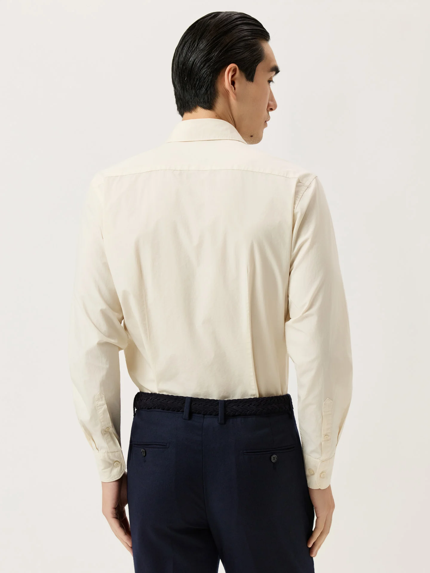 Slim Fit Overdye Poplin Shirt With Open Collar - Image 15