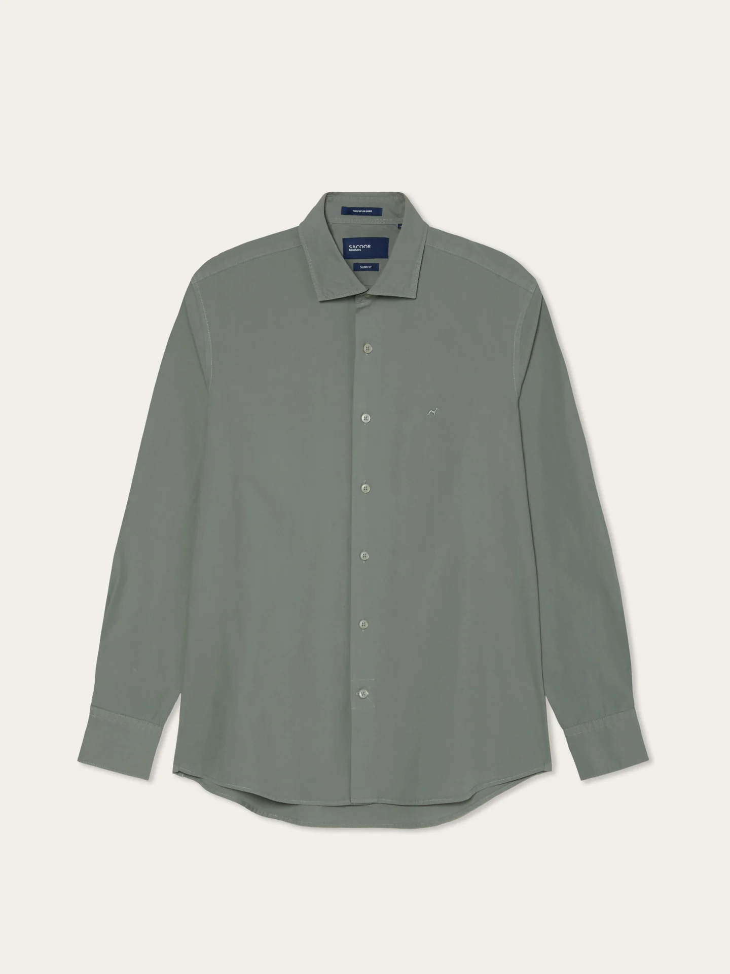 Slim Fit Overdye Poplin Shirt With Open Collar - Image 20