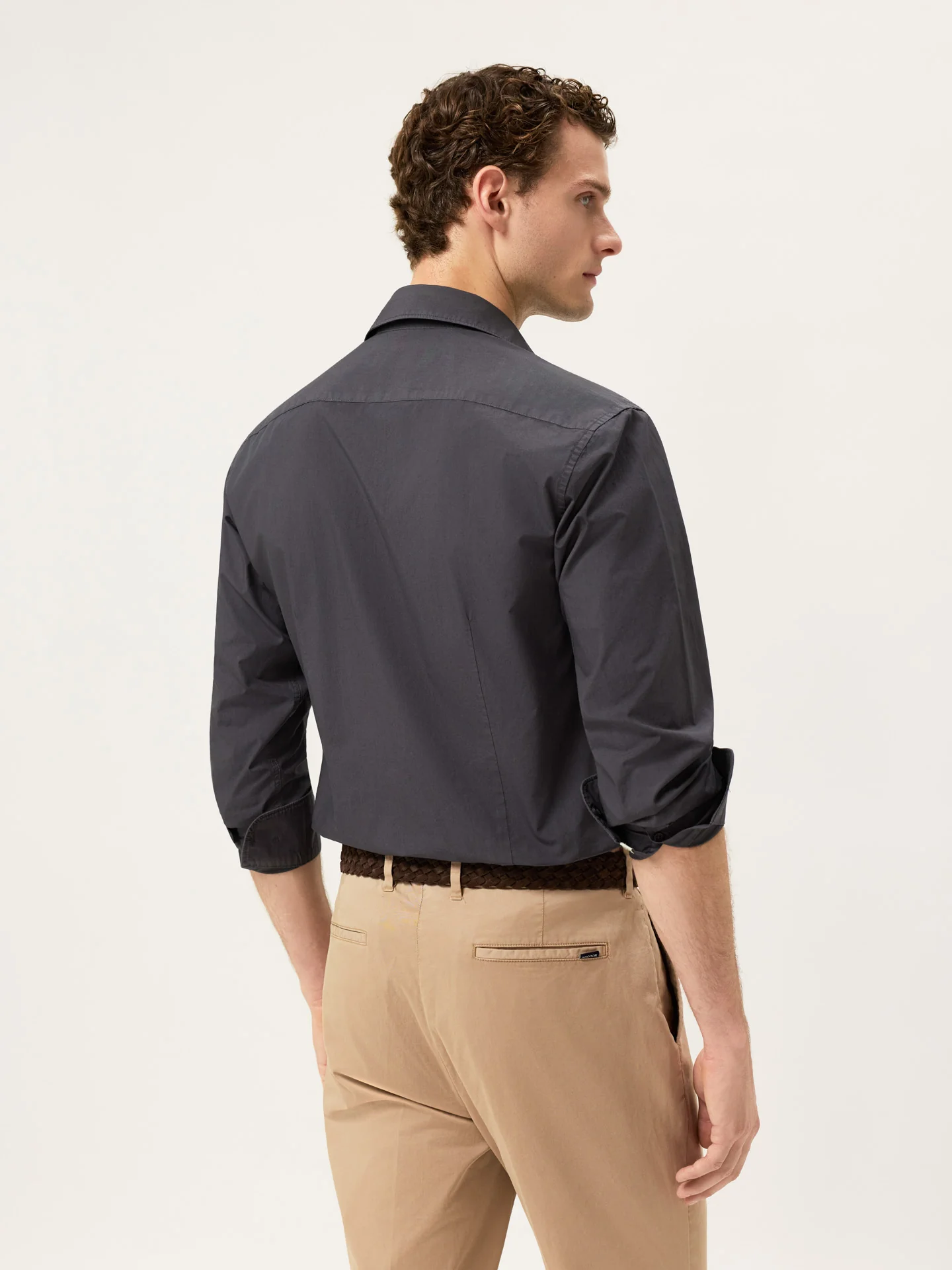 Slim Fit Overdye Poplin Shirt With Open Collar - Image 23
