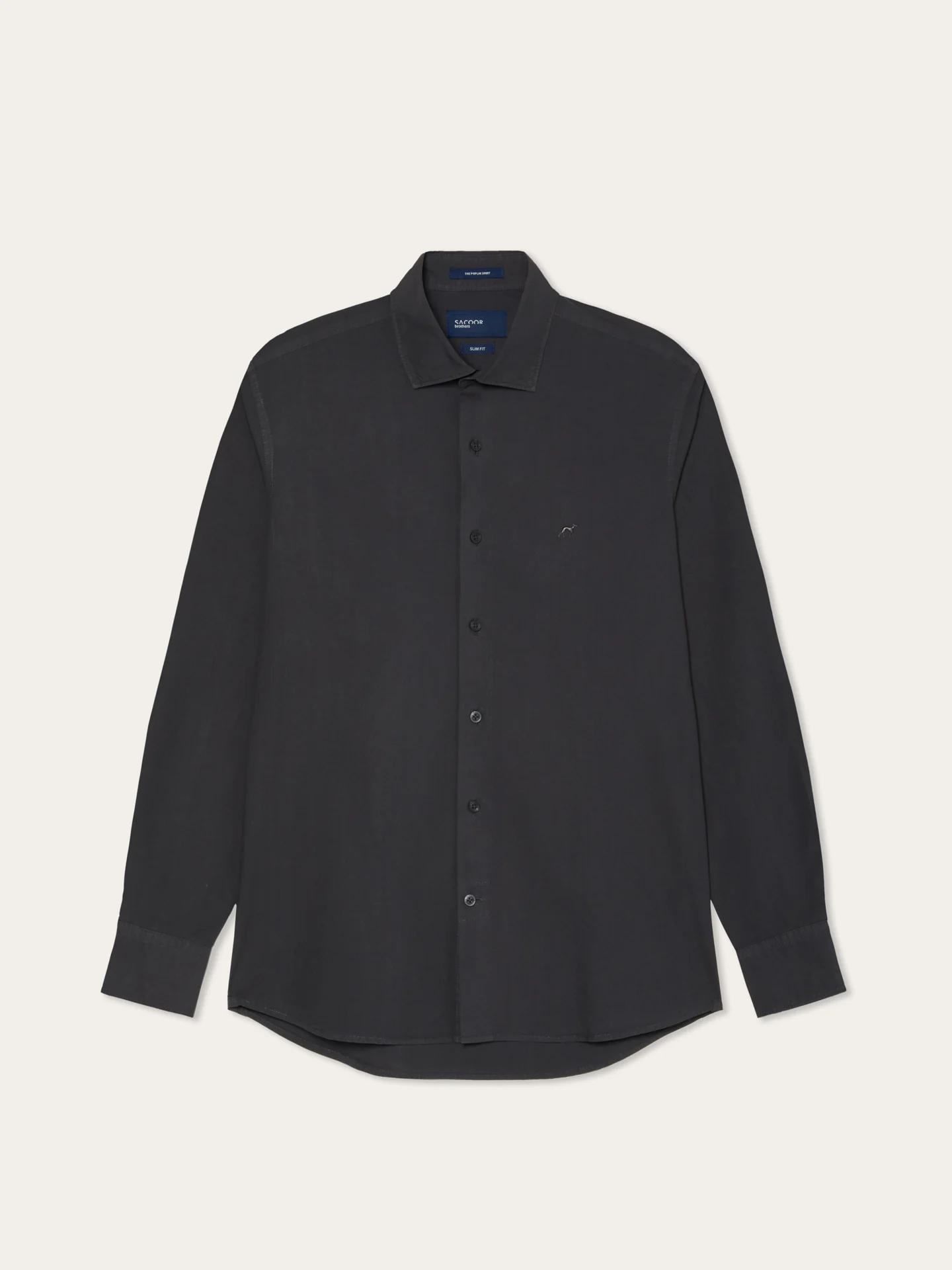 Slim Fit Overdye Poplin Shirt With Open Collar - Image 24