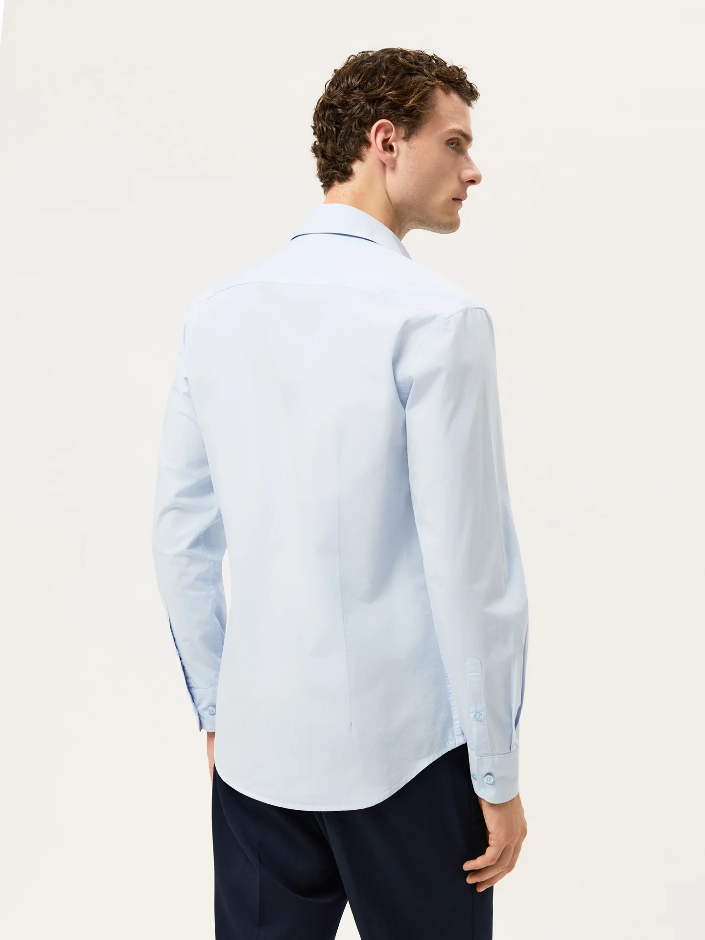 Slim Fit Overdye Poplin Shirt With Open Collar - Image 27
