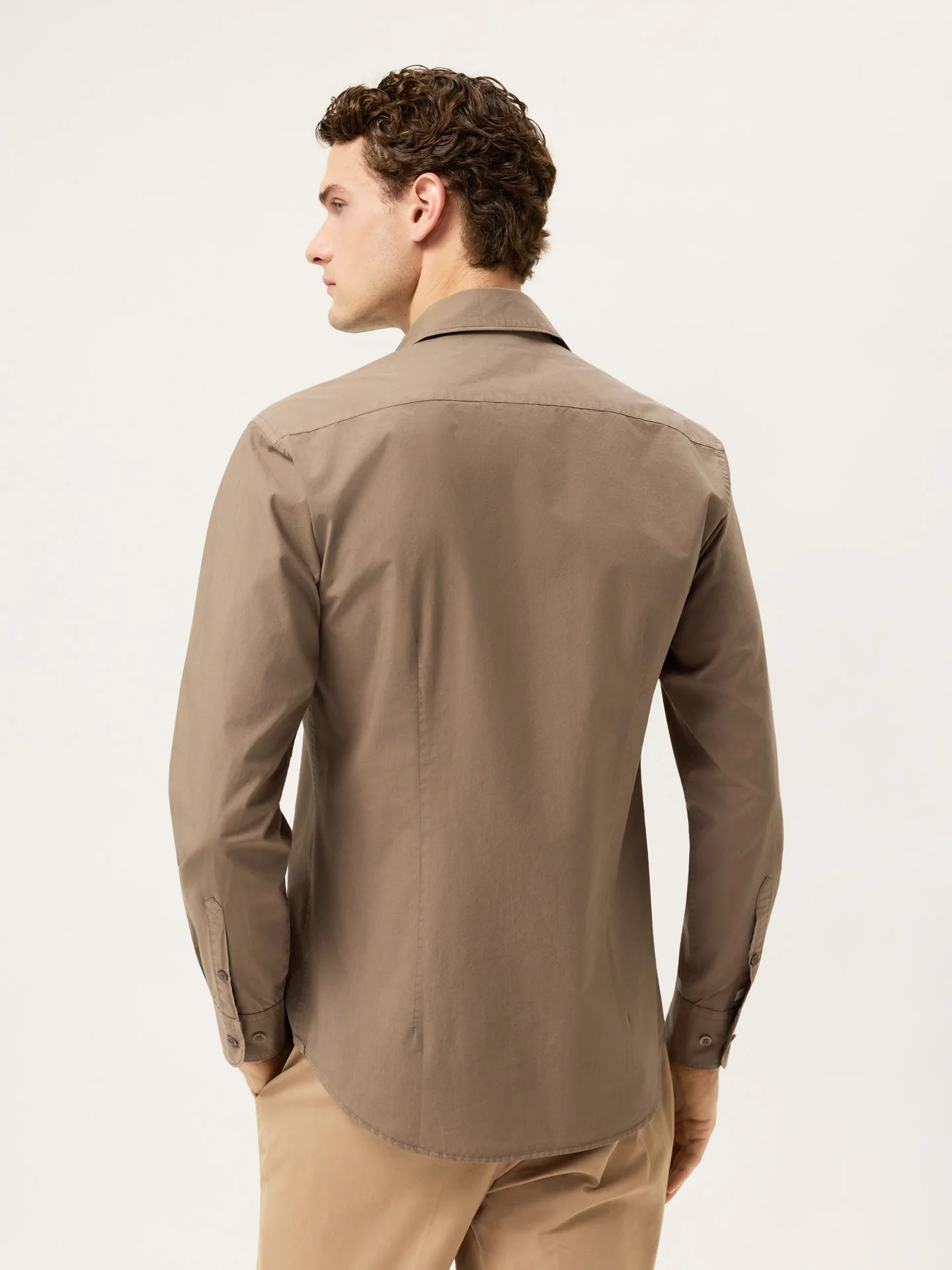 Slim Fit Overdye Poplin Shirt With Open Collar - Image 31