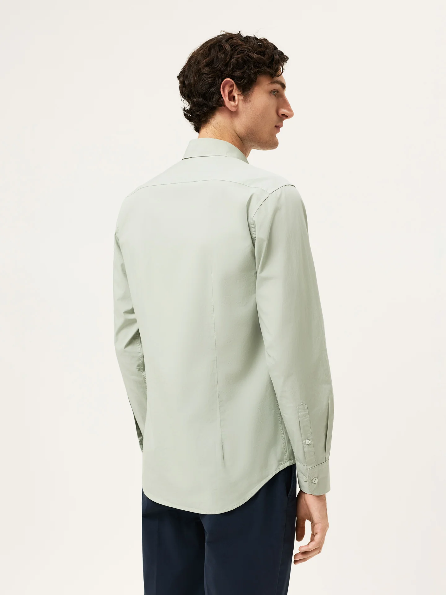 Slim Fit Overdye Poplin Shirt With Open Collar - Image 35
